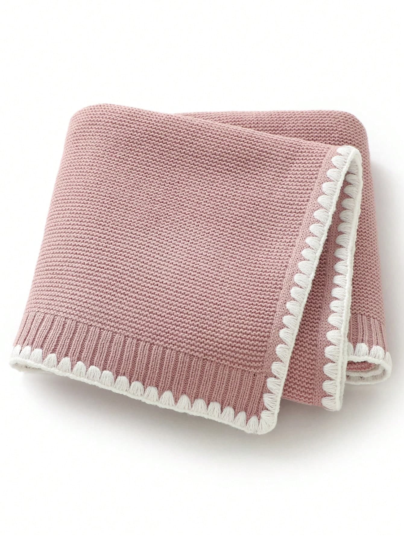 1pc Infant/Toddler Knit Swaddle Blanket, Casual Minimalist Detailed Edge Baby Stroller Quilt, Suitable For All Seasons Love Valentine