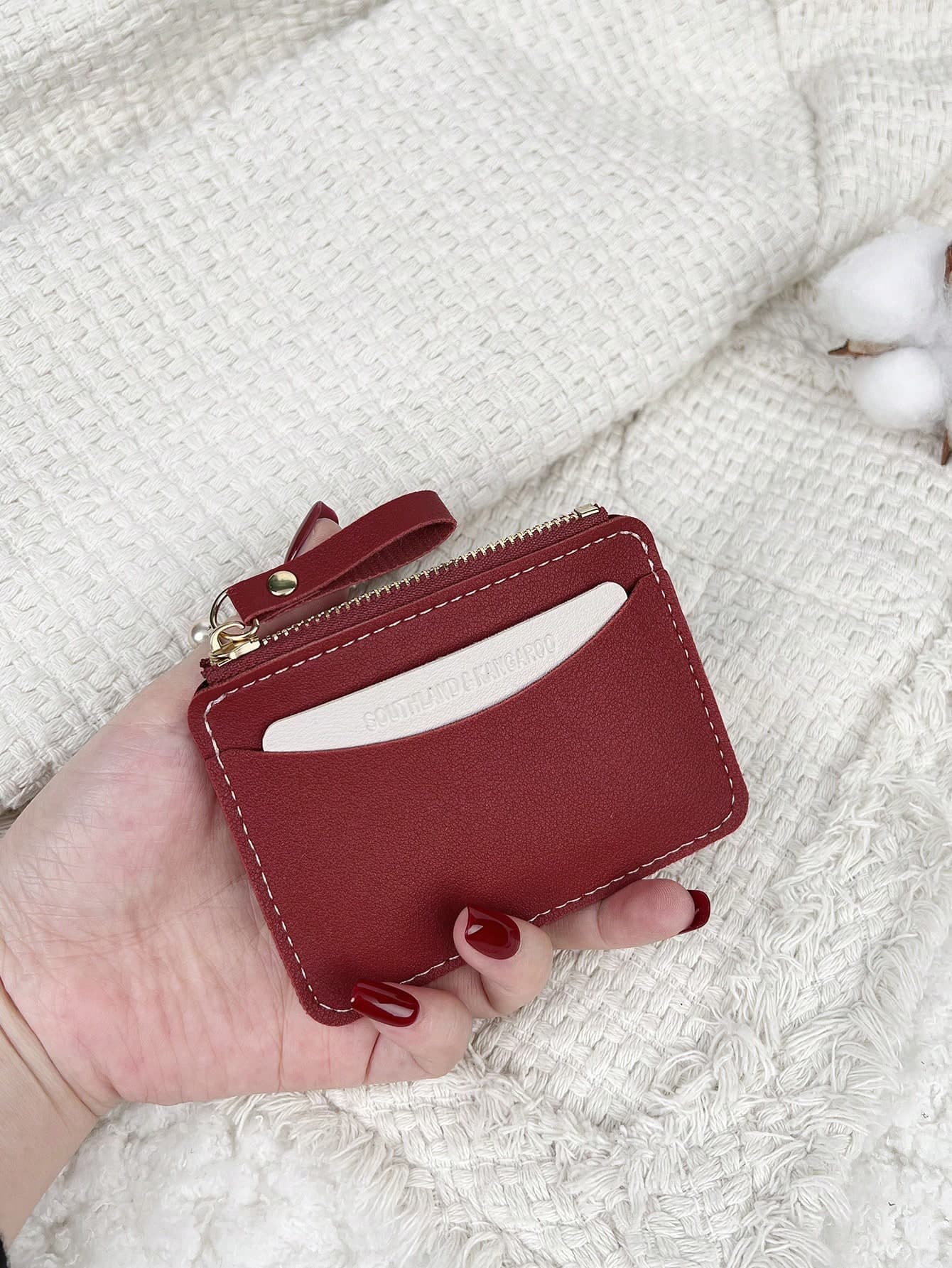 SOUTHLAND&KANGAROO Colorblock Minimalist Casual Versatile Coin Purse Burgundy Christmas Gift Thanksgiving Vintage Card Holder Wallet Business Card Holder Credit Card Holder Women For Women Mini Wallet Card Wallet