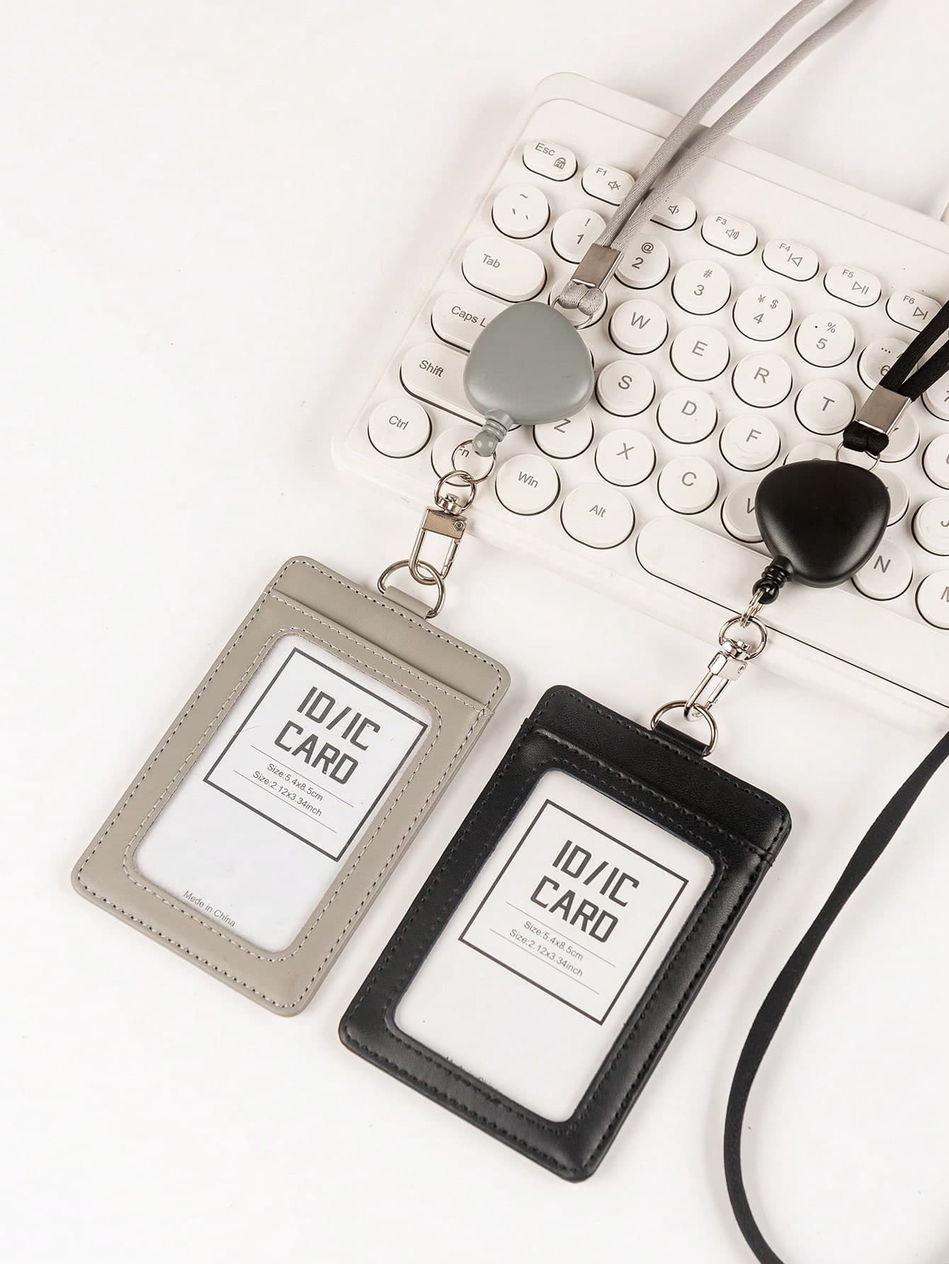 Leather Double Cardholders Retractable Badge Holder Braed Leather For Cards Employee Name Tags Bank Cards Transit Cards Student S Gifts For Card Holder Wallet Business Card Holder Credit Card Holder Teacher Lanyard With Id Holder Card Holder Women For Women For Men Card Wallet