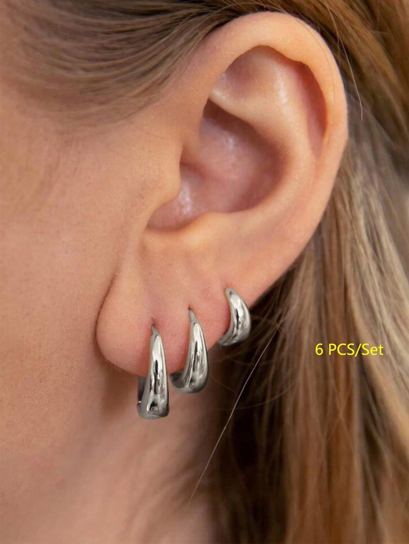6pairs/set Simple C-shaped Copper Earrings For Women, Ideal For Dating And Vacation, Gift