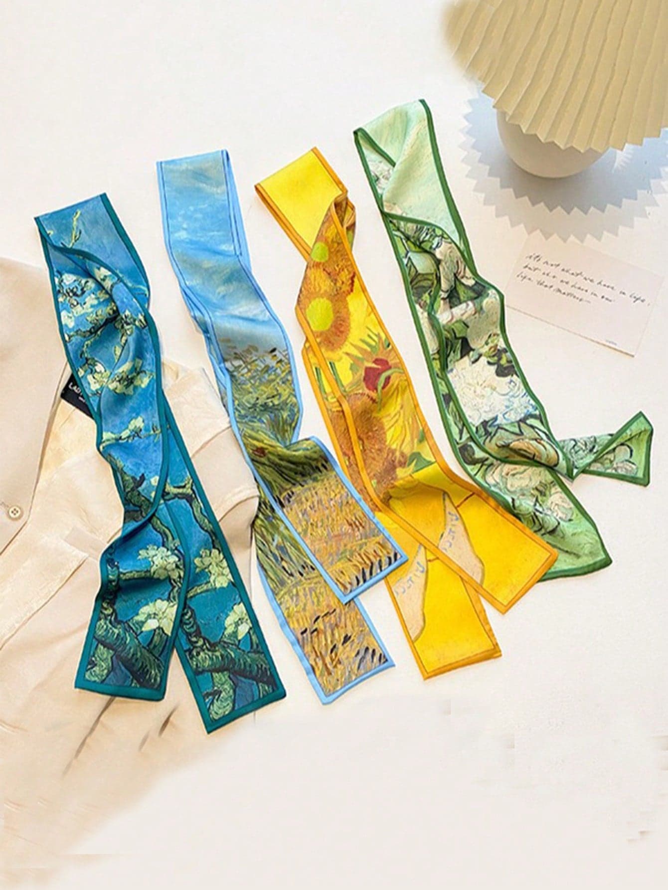 4pcs/Set Women Vintage Oil Painting Floral Striped Print Silk Scarf Headband, Casual Elegant Everyday & Date Gift Accessories, Hair Accessories, Turban Headband, Hairband Fall Winter Hair Band For Vacation Outfits Woman Women Bandana Soft Headwrap Summer Outfits,Festival,Party