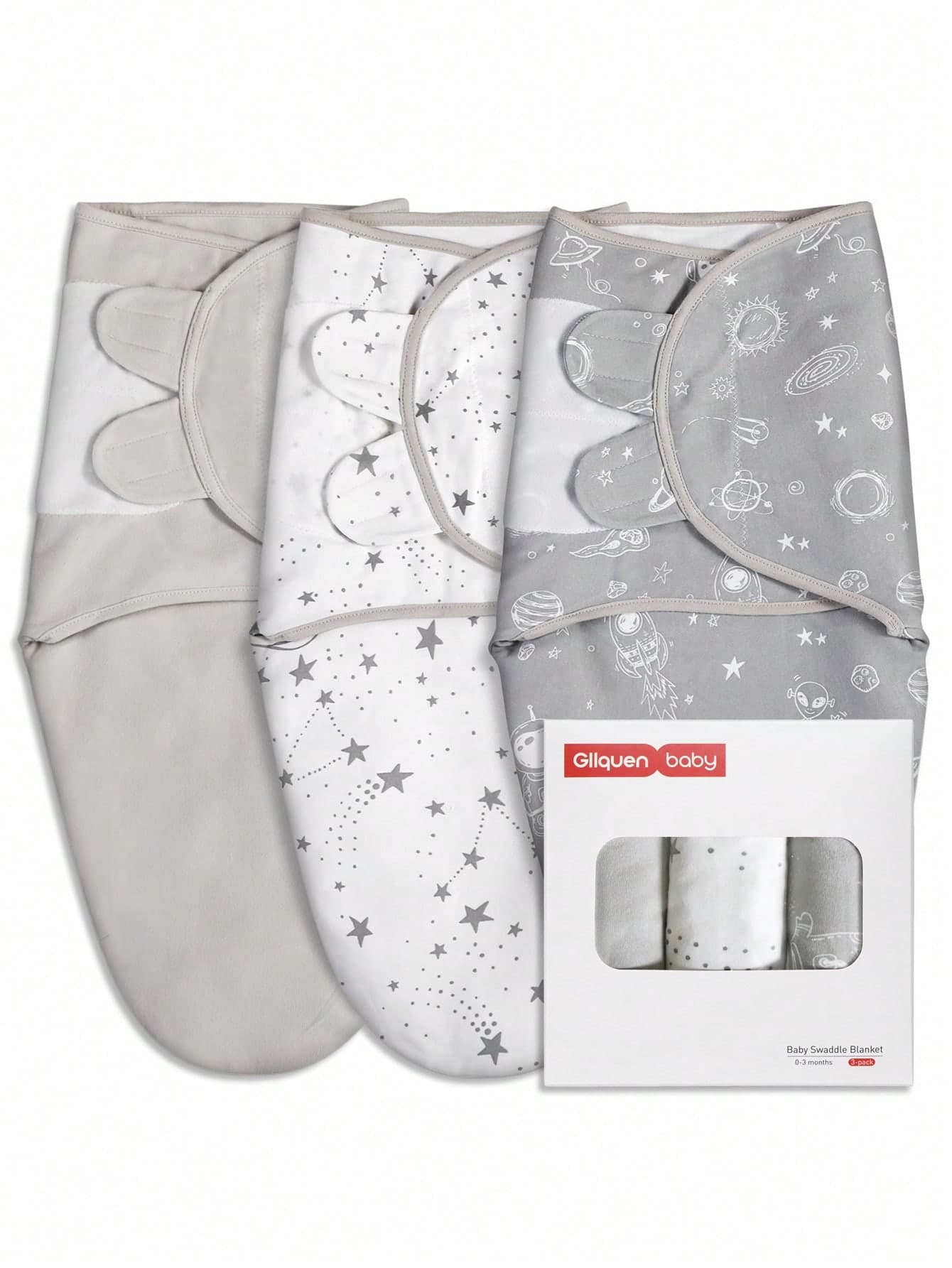GLLQUEN BABY 3pcs Organic Baby Swaddle Sleeping Bag, Suitable For Newborn - 0-3 Months Infant Swaddle, Baby Swaddle Blanket, Oeko-Tex Certified