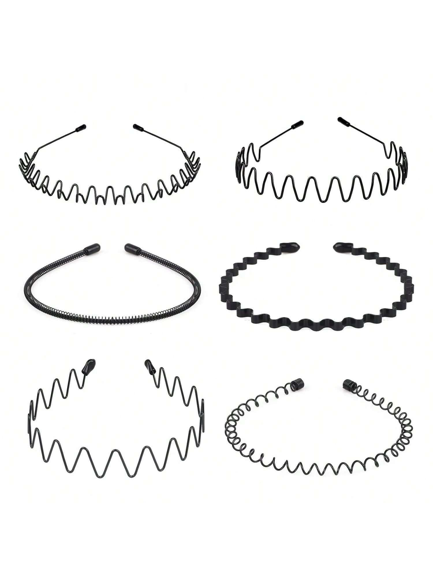 6pcs Men's Headbands, Hip Hop Style Invisible Pressure Wave Headbands, Facial Washing & Sports Headband Set, Hair Clips