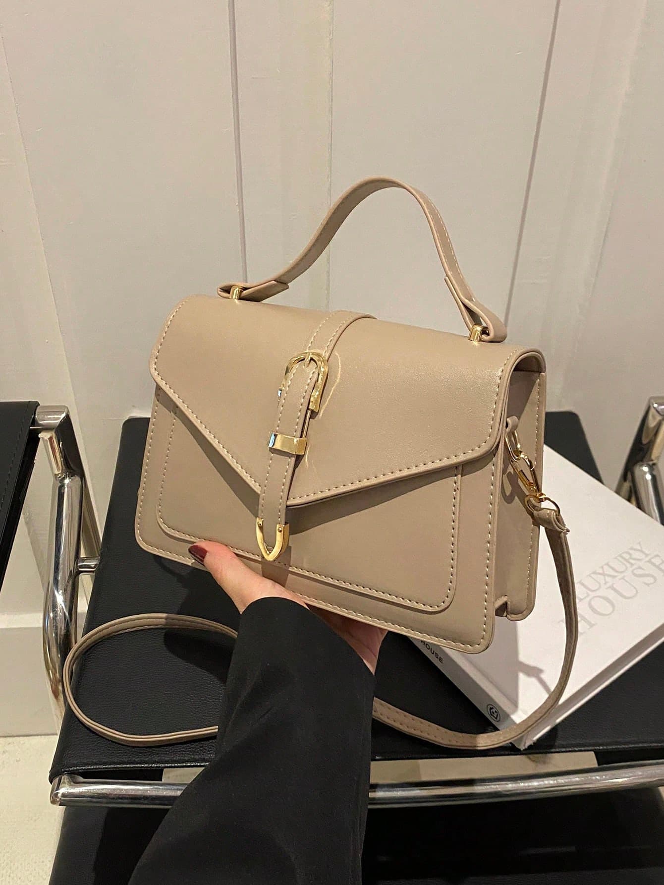 Solid Color Student College Street Minimalist Fashion Tote Bag, Crocodile Pattern Felt Crossbody Bag, Classic Crescent Shoulder Bag, Women's Stylish Hobo Handbag & Purse , New Year