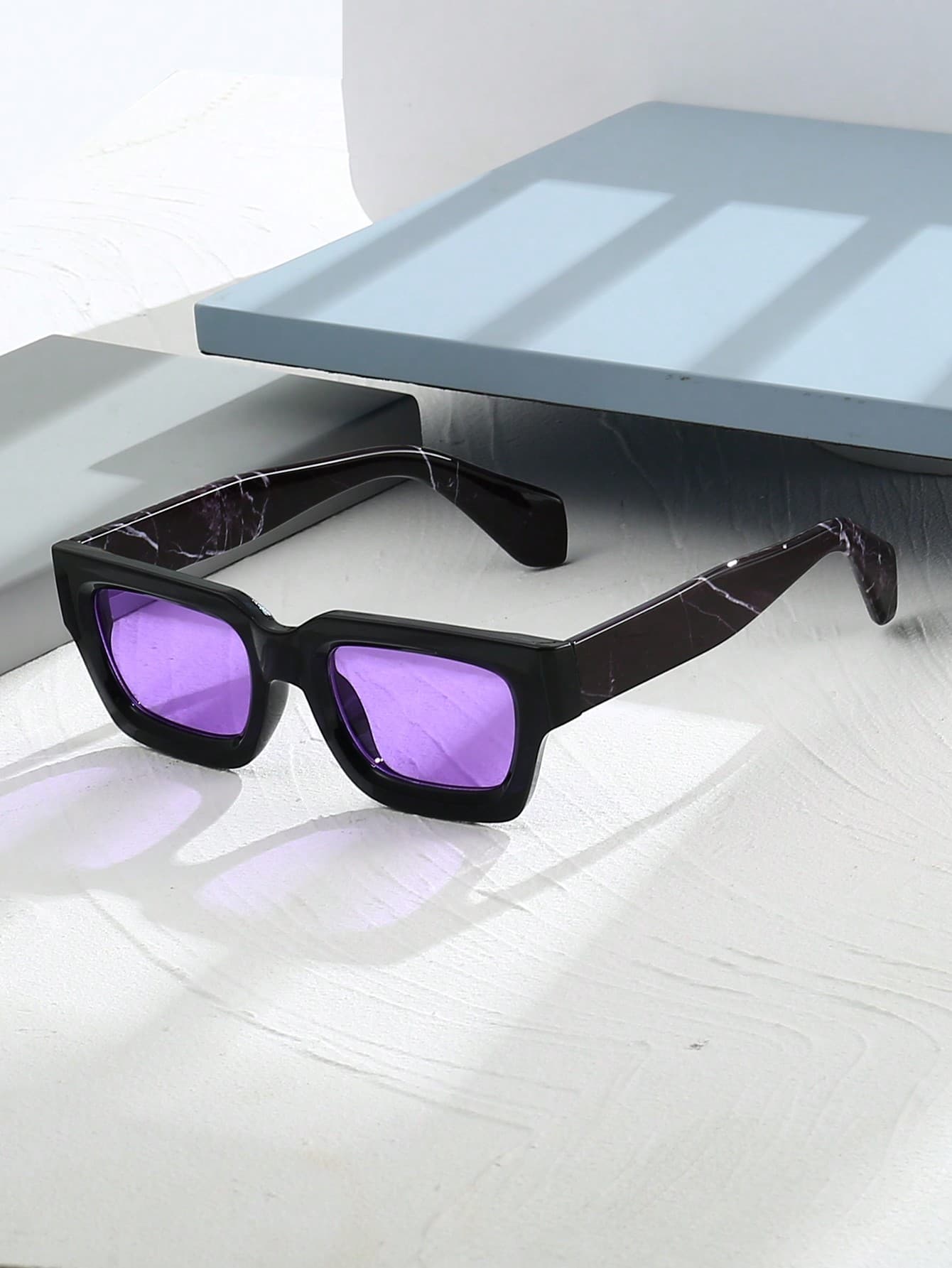1pc Unisex Square Retro Simple & Stylish Colorblock Fashion Glasses, Fashionable For Couples & Travel For Summer Beach Vacation,Outdoor,Travel