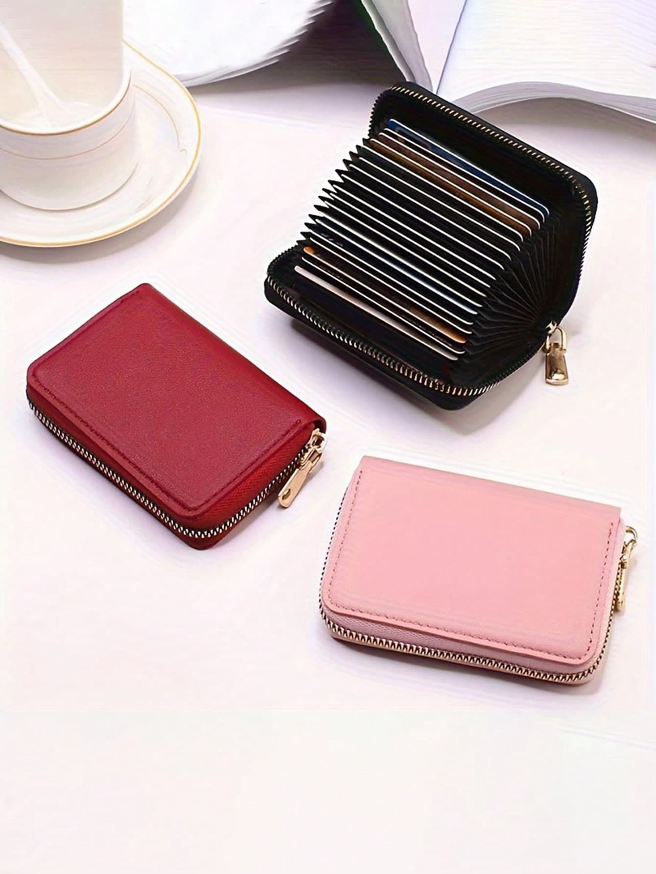 Women's Business Card Holder Wallet/Black/Pink/Blue/Red, Bank Card/ID Card/Card Slot, Card Wallet Case