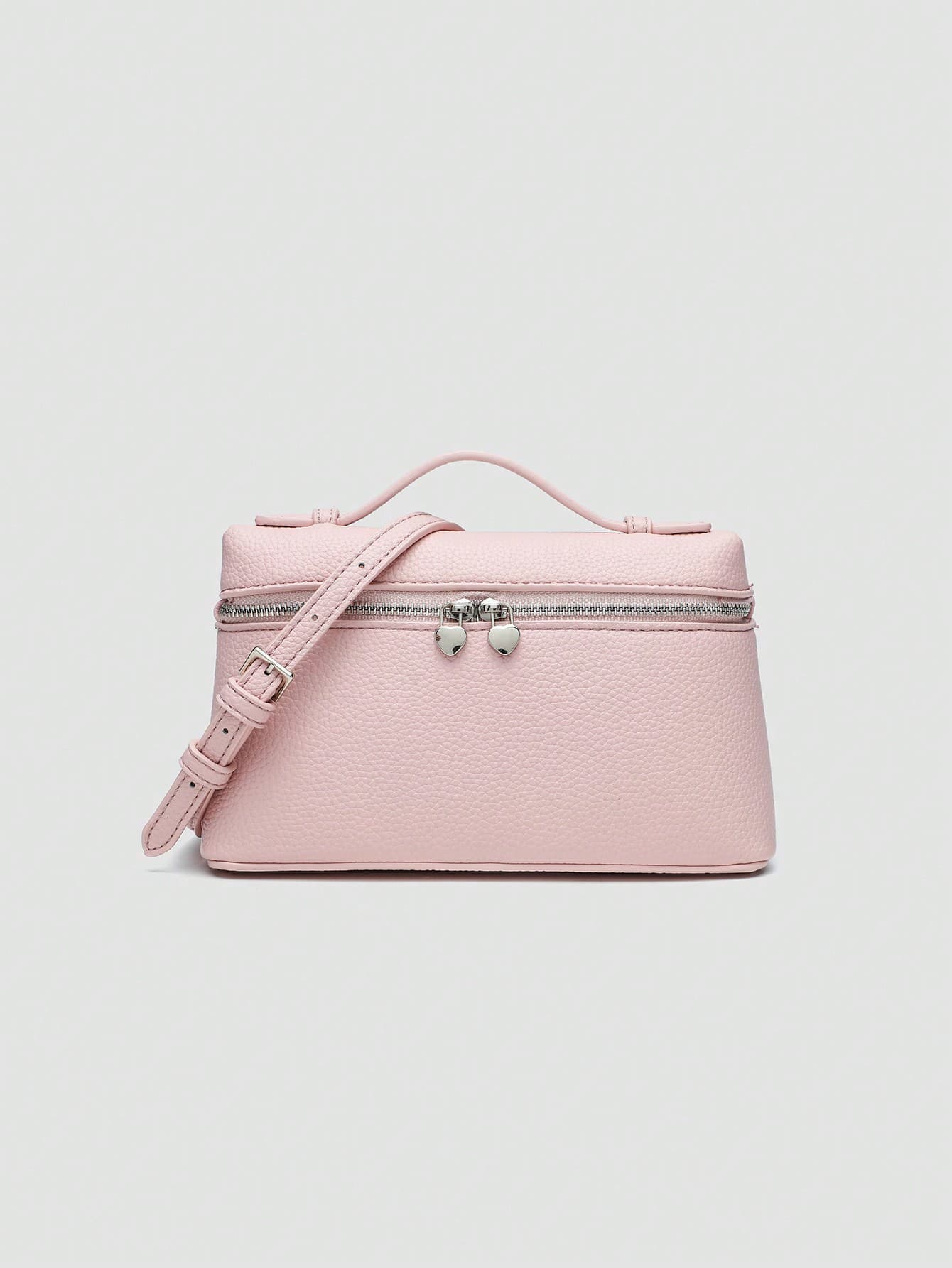 1pc Solid Color Litchi Textured PU Square Crossbody Bag For Women, Suitable For Ladies Daily Fashion Outfit , Pink
