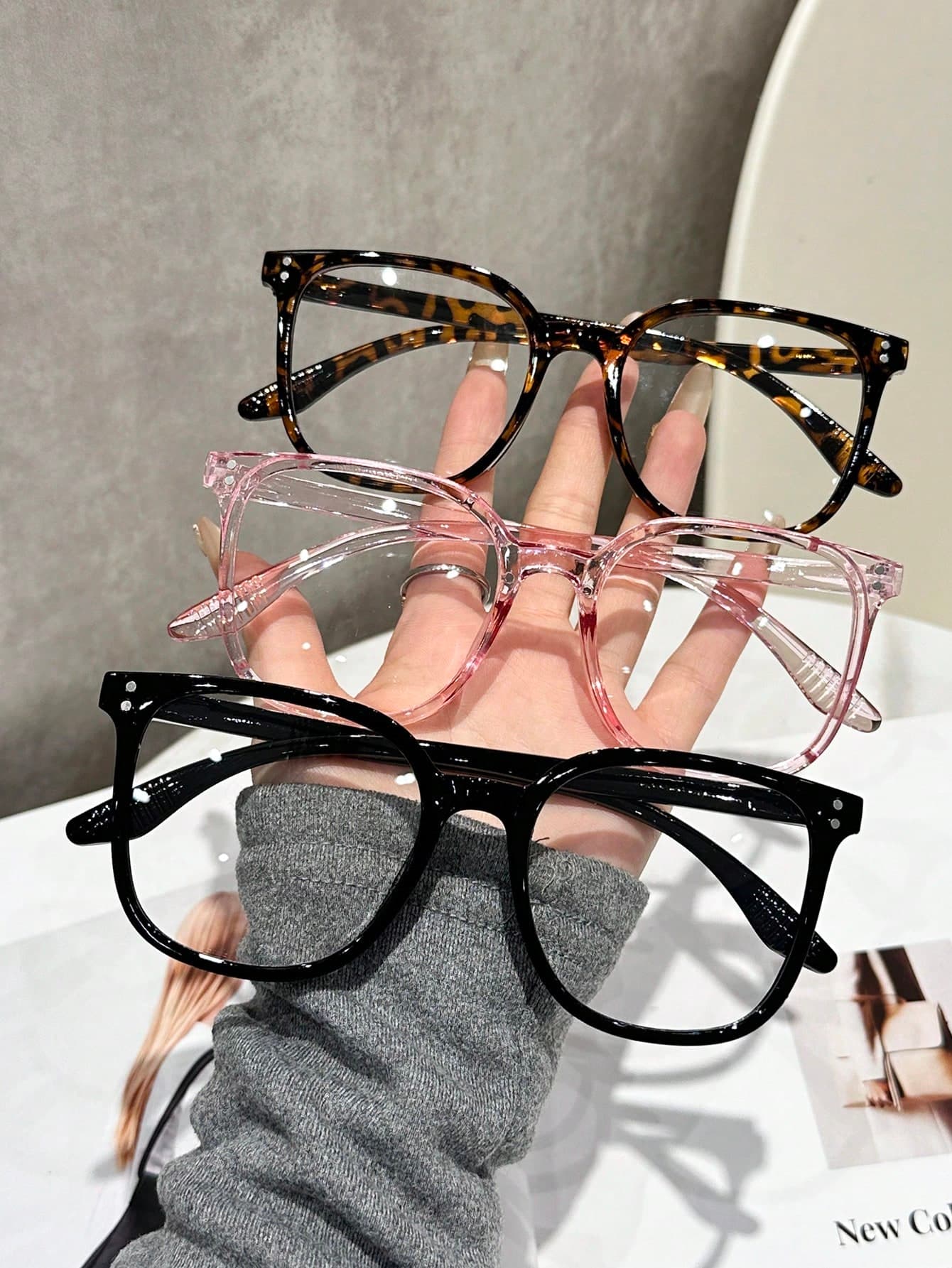 3pcs Plastic Fashion Y2K Geometric Frame Glasses For Women, Suitable For School Reading And Decoration For Summer Beach Vacation,Outdoor,Travel