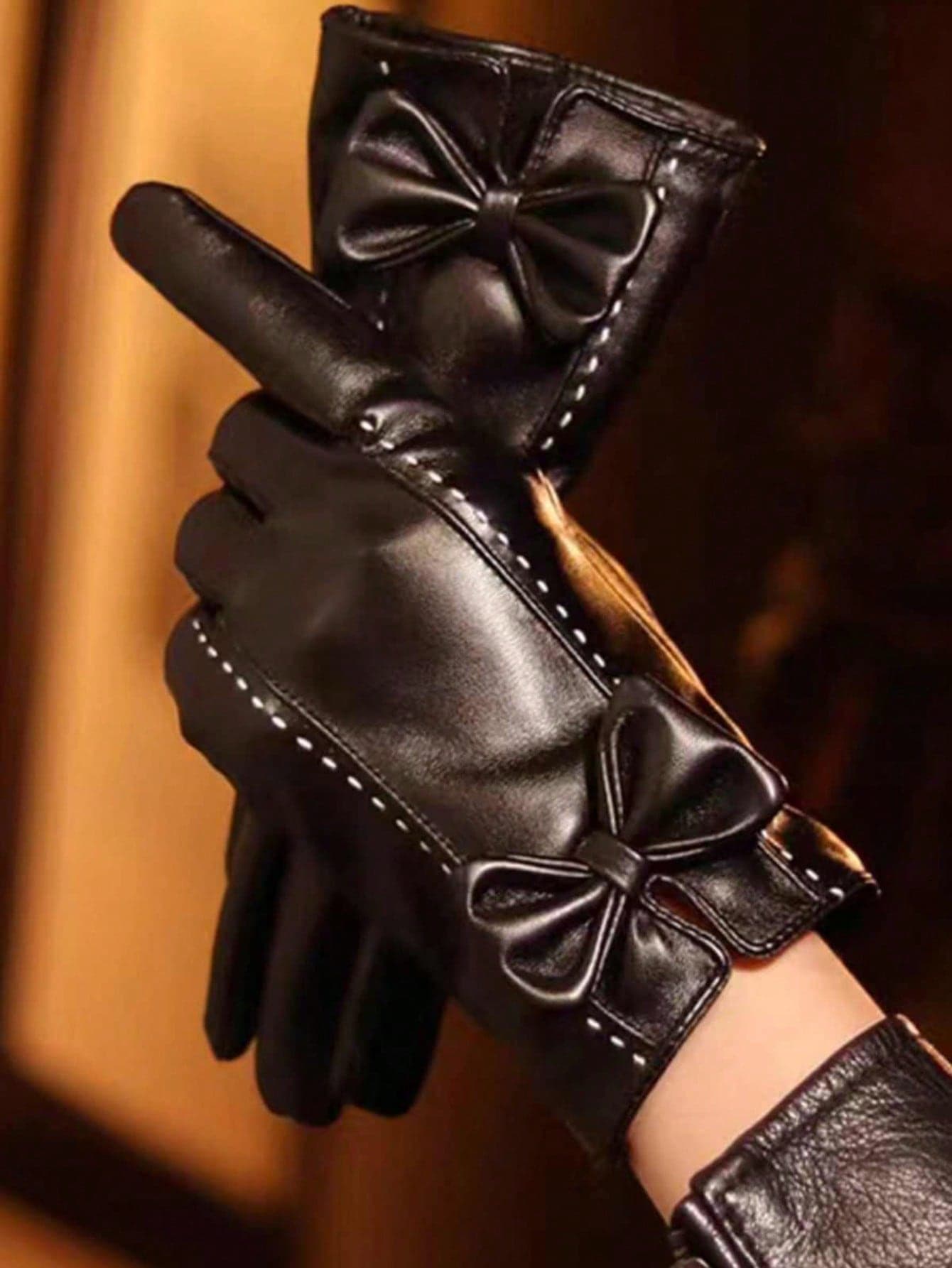 1 Pair Luxury Leather Women's Winter Gloves, Touchscreen Compatible, Warm Driving Gloves, Elegant Texting Gloves Suitable For Cold Weather Valentines