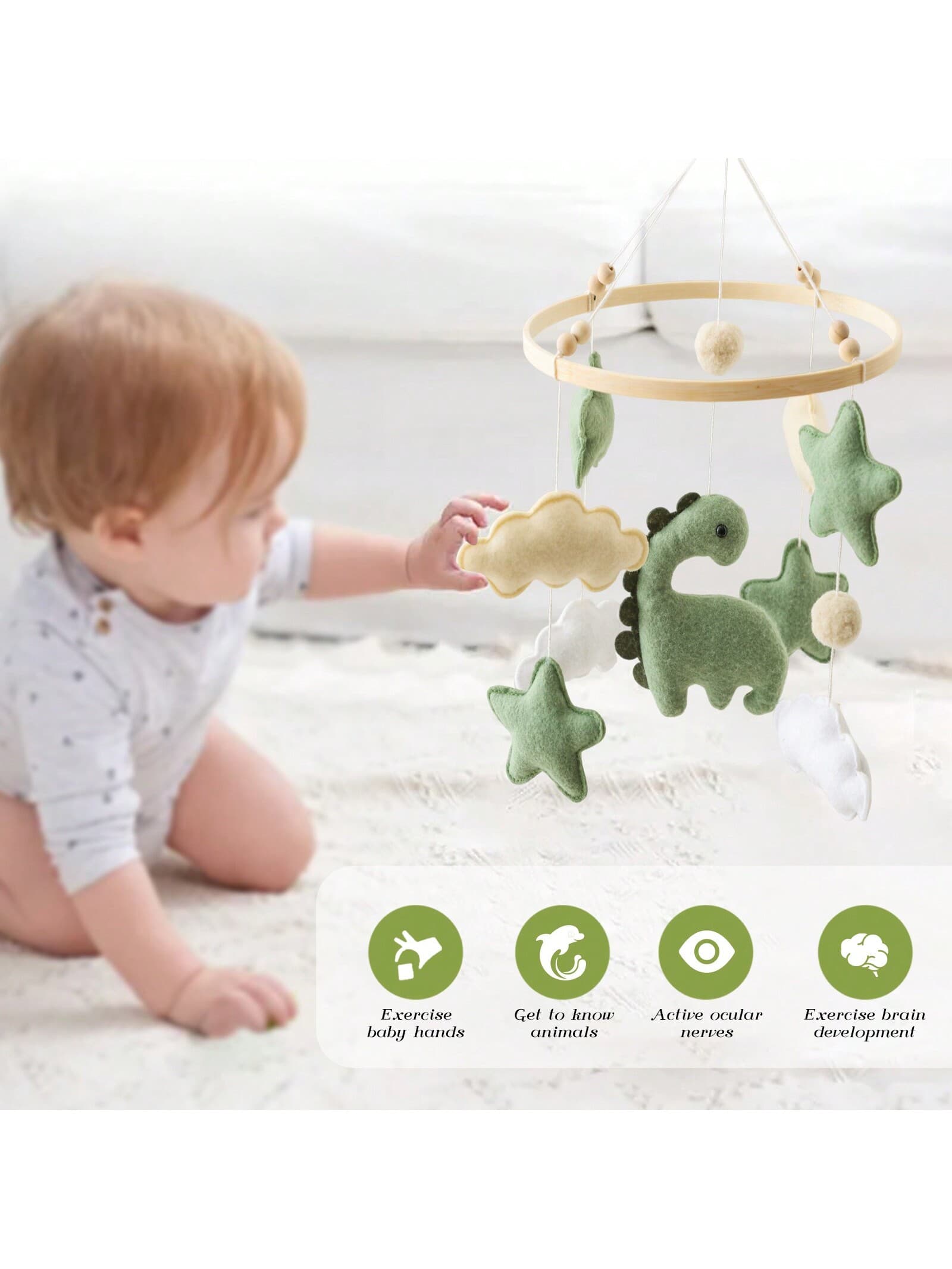 Baby Crib Mobile, Felt Sheep & Star & Moon Hanging Decoration, Baby Soothing Toy - Suitable For Boy & Girl Cradle Toys - Animal Room Decor For Infant Play & Development, Enhancing Baby's Cognitive Ability, Christmas & Birthday Gift, Newborn Keepsake