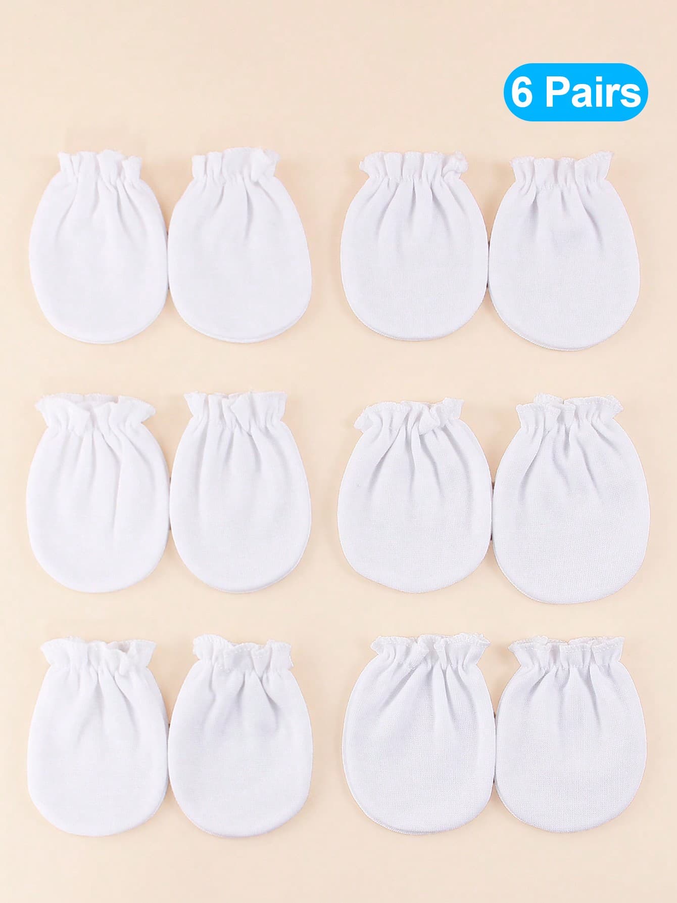 6pairs/pack Newborn Baby Antiscratch Gloves, 0-3m, Multicolor And Various Styles