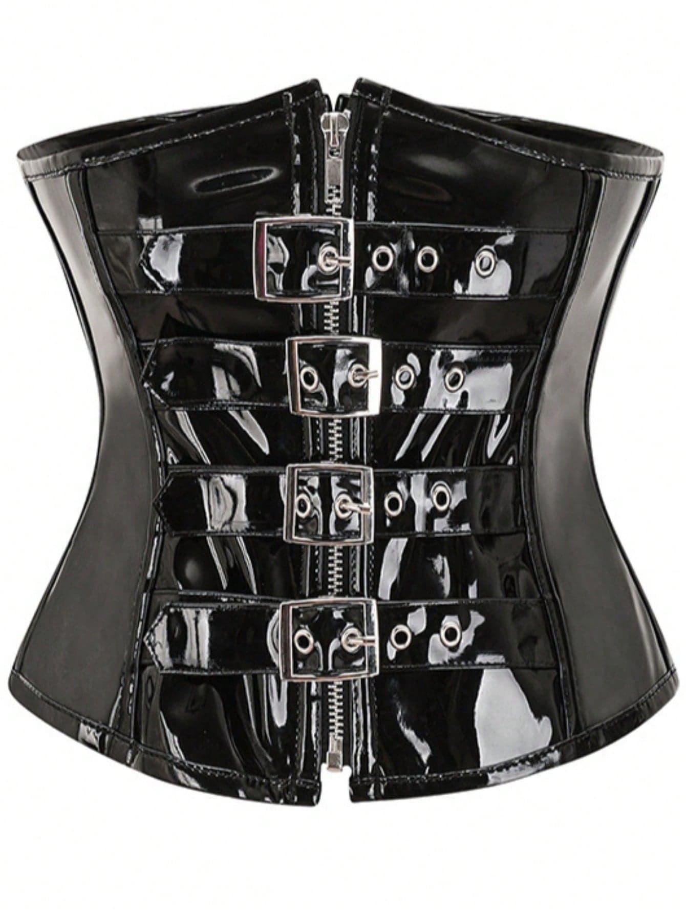 1pc Women's Punk Style Zipper Closure Bustier Waist Belt Cropped Corset Shapewear Top Accessories For Ladies For Dress Goth Punk Black Belt Women Corset Belt For Dress, Waist Trainer Waist-Shaping For Waist Slimming And Tummy Control Halloween Costume