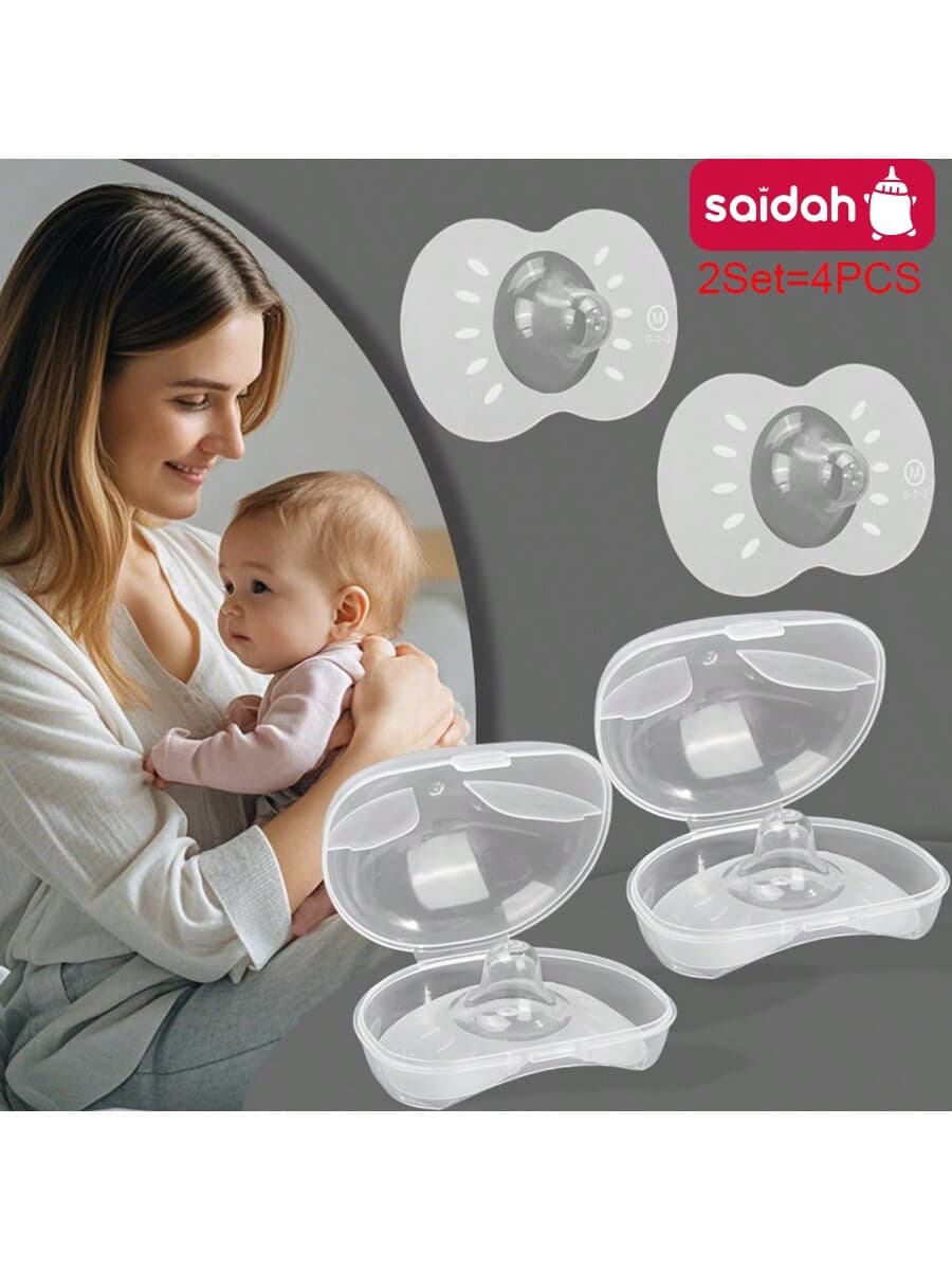 SAIDAH 2pcs Nursing Breast Covers, Butterfly Shaped Soft Silicone Protectors, With PP Box
