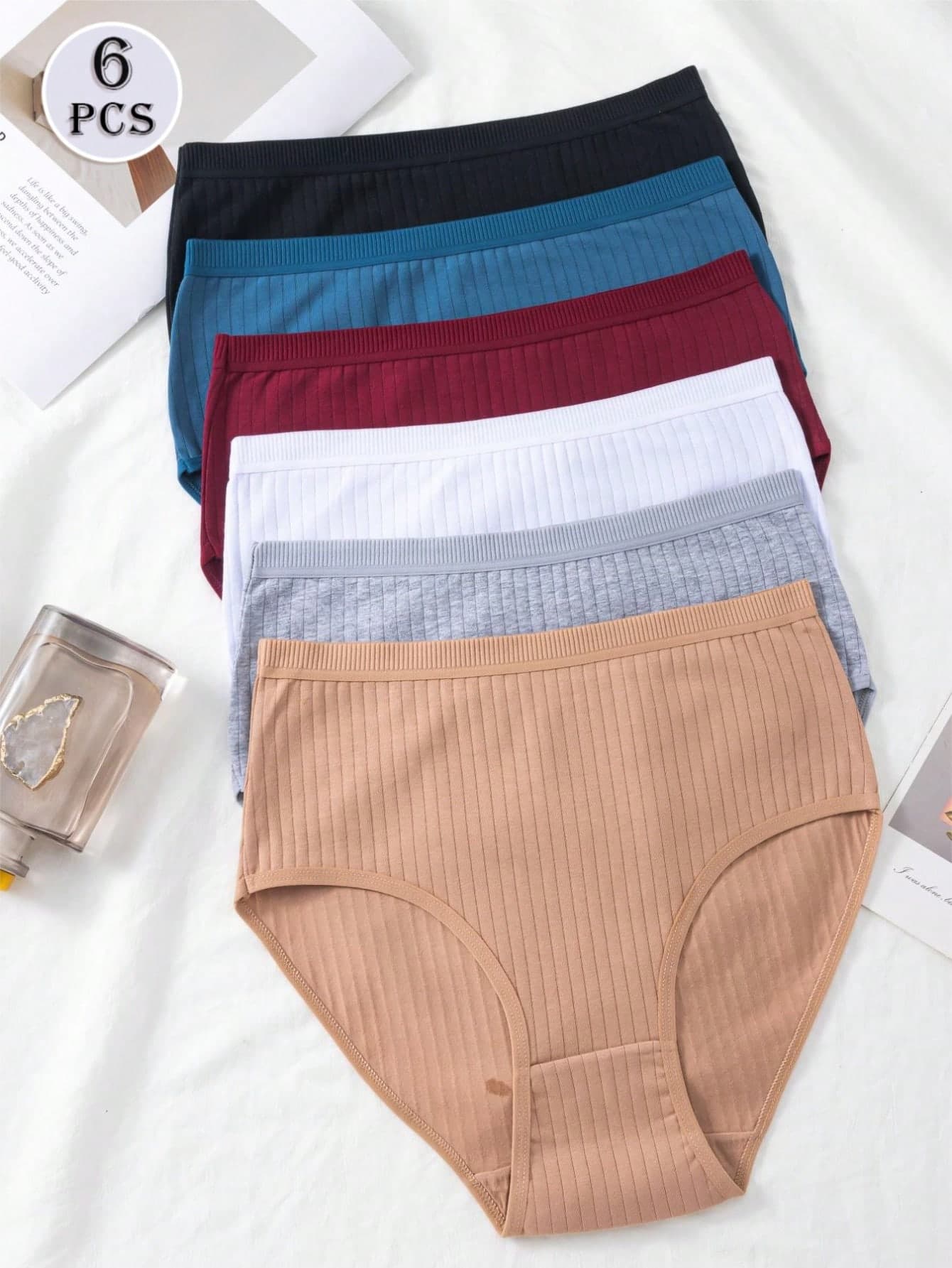 6pcs High-Waist Ladies' Underwear, Comfortable Breathable Elastic Tummy Control Women's Panties, Suitable For Sports And Daily Wear