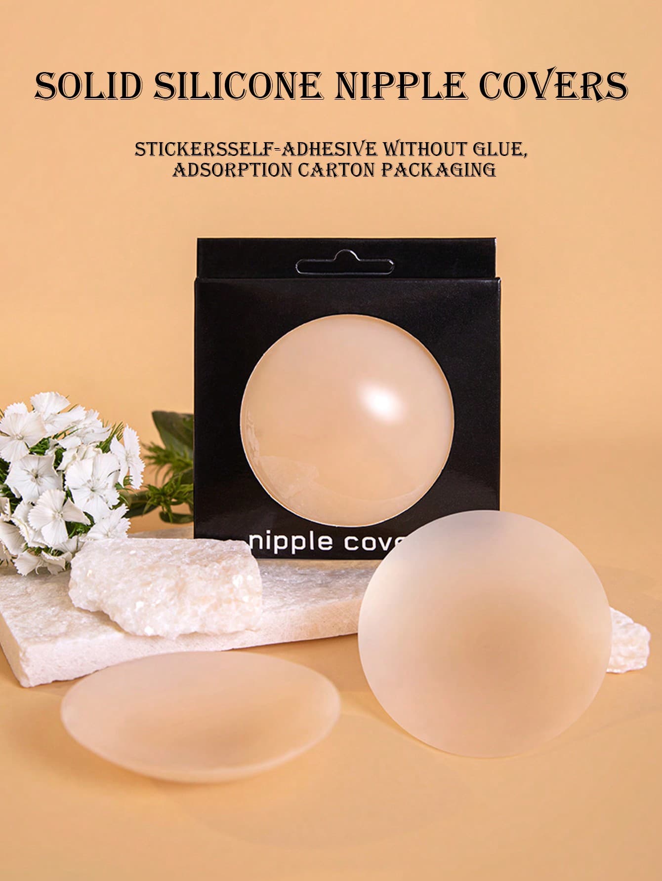 1 Pair Reusable Solid Color Nipple Covers With Storage Box, 8cm Thin Invisible Bra Pasties Suitable For Various Occasions