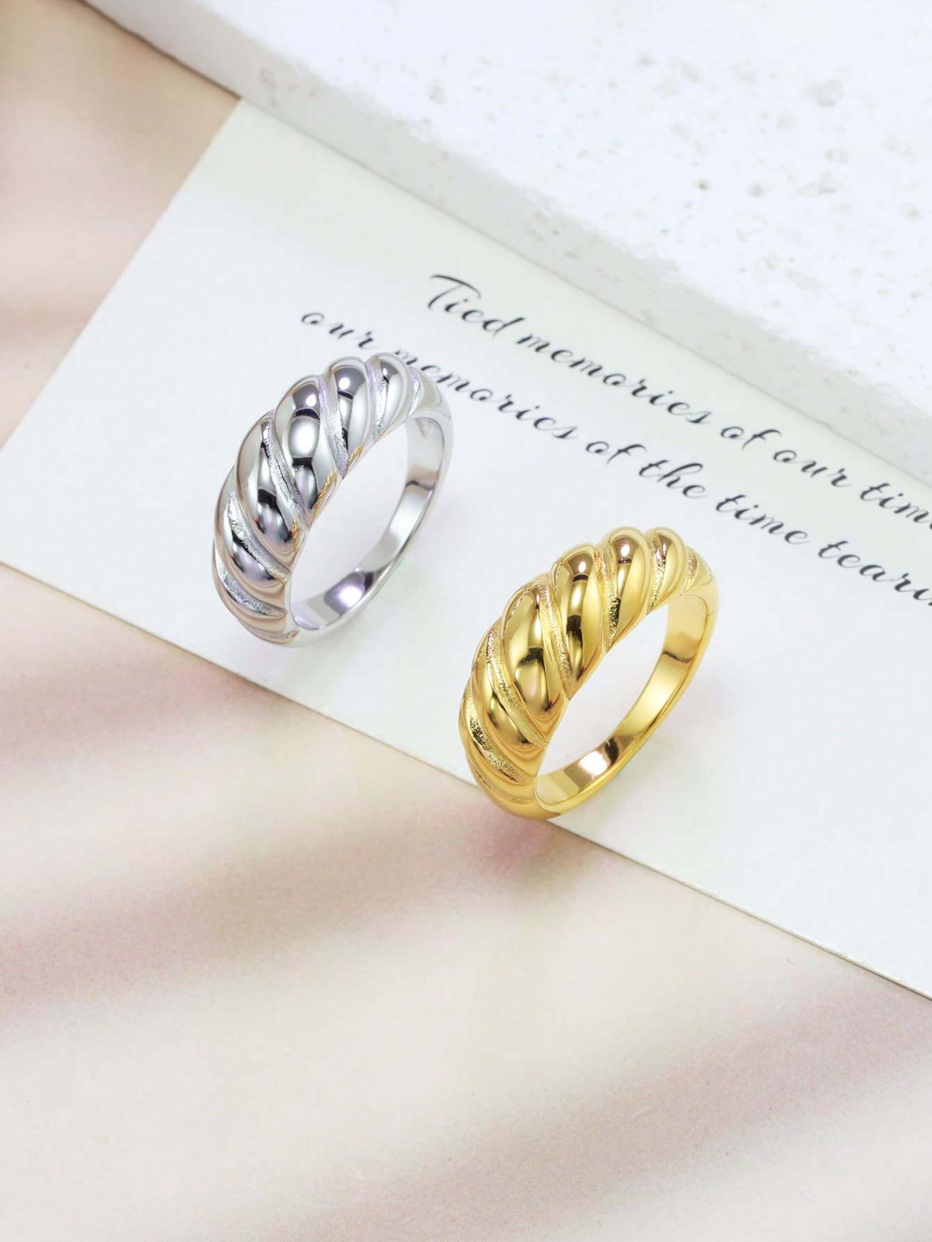 1pc Stainless Steel Twist Pattern Ring, Spiral Intersecting Design For Couples
