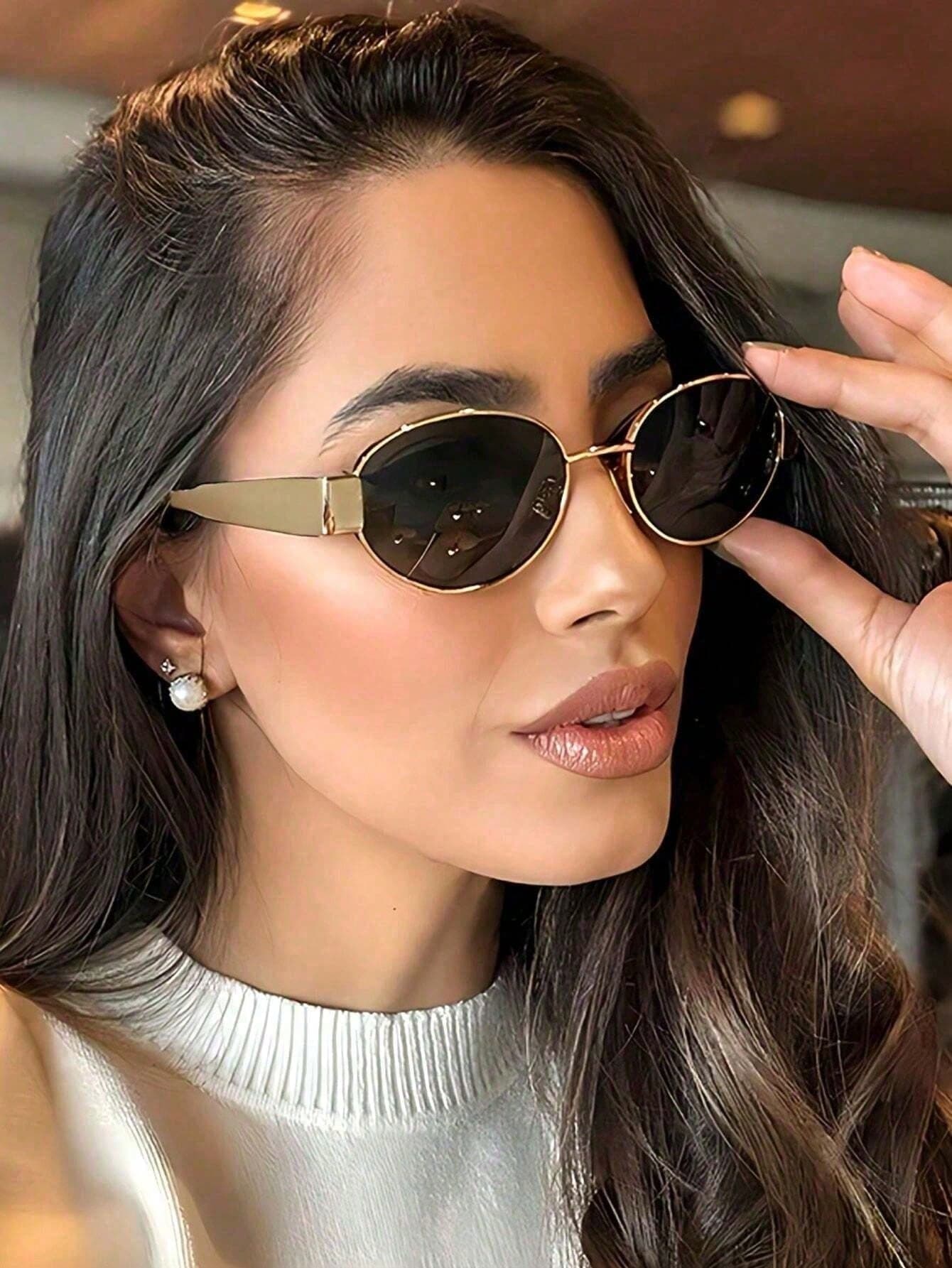 2pcs Classic Oval Plastic Women's Fashion Glasses Set, Suitable For Holiday Gifts, Tropical Beach Vacations, Outdoor Leisure Activities, Street Photography, And An Ideal Choice For Summer Beach Trips, Outdoor Activities, Travel, College Style, And Back To School Campus Looks.