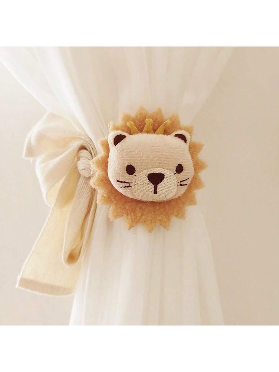 1/2pcs Modern Cartoon Animal Curtain Tiebacks - No-Drill, 3D Floral & Animal Designs For Living Room And Youngsters' Bedroom Decor
