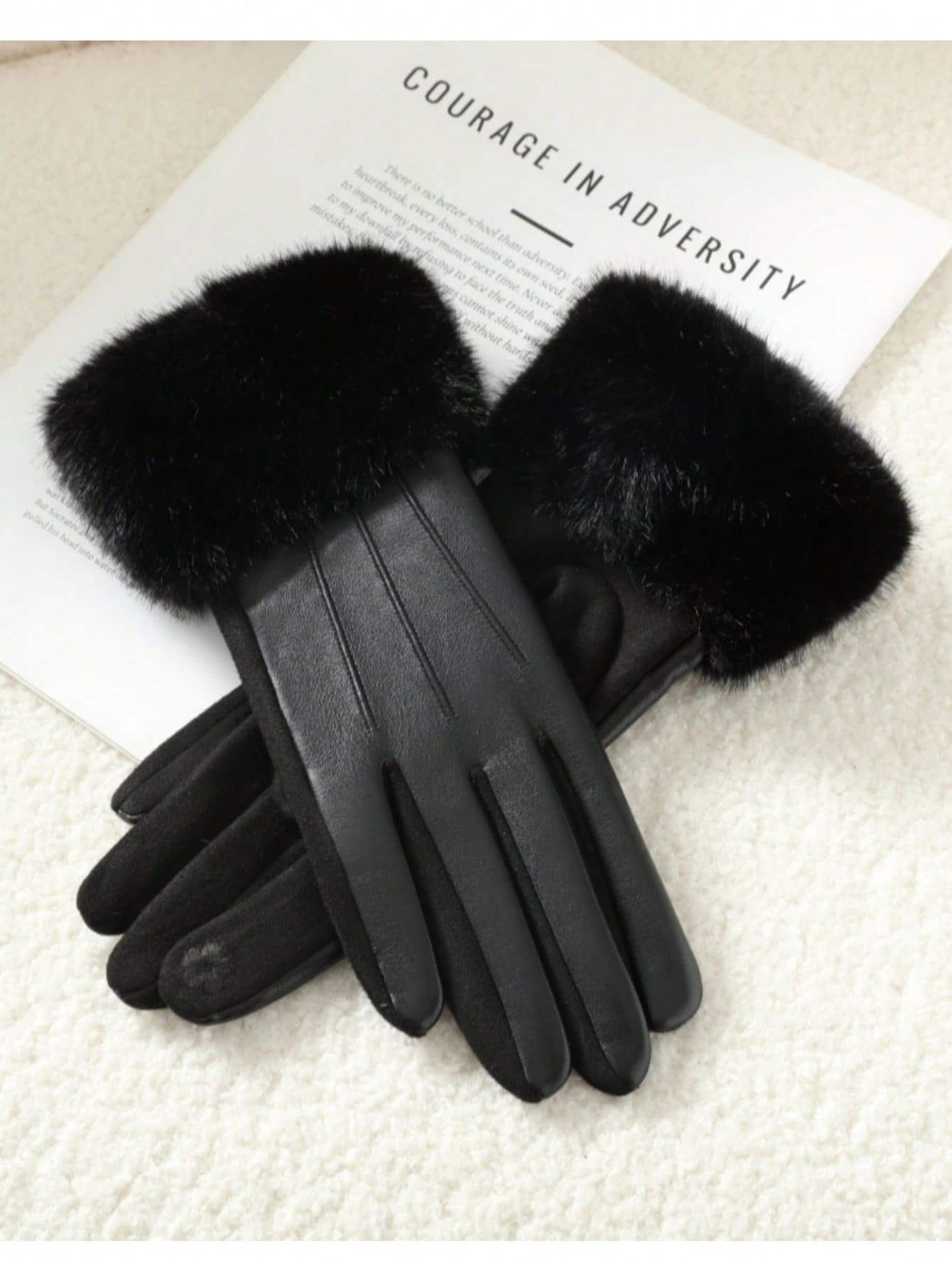 1 Pair Women Solid Color Elegant Casual Street Polyester Fiber Full Finger Gloves, Autumn/Winter