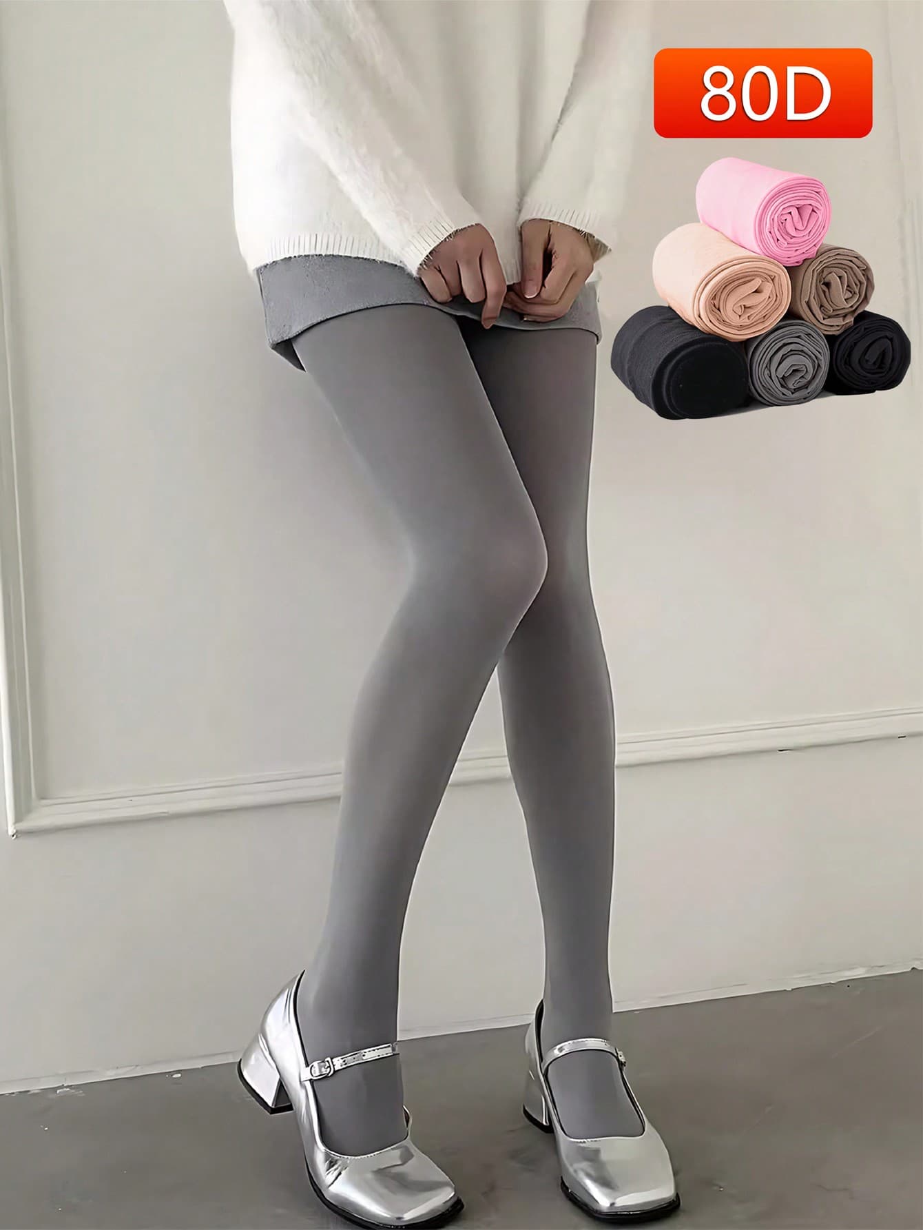 1 Pair Women's Autumn/Spring Opaque Pantyhose, High Elasticity Slimming Tights For Outdoor Wear, Cozy