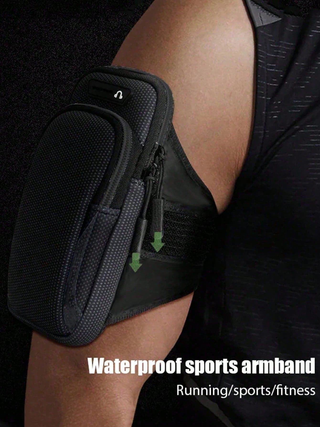 1 Piece Universal Waterproof Mobile Phone Arm Bag With Double Layer Zipper : The Perfect Outdoor Sports Arm Bag For Men & Women - Adjustable Band For Running, Hiking, Cycling & More! Securely Store Your Mobile Phones/Earphones/Ssmall Charging Treasures/Cosmetics/Keys While Exercising