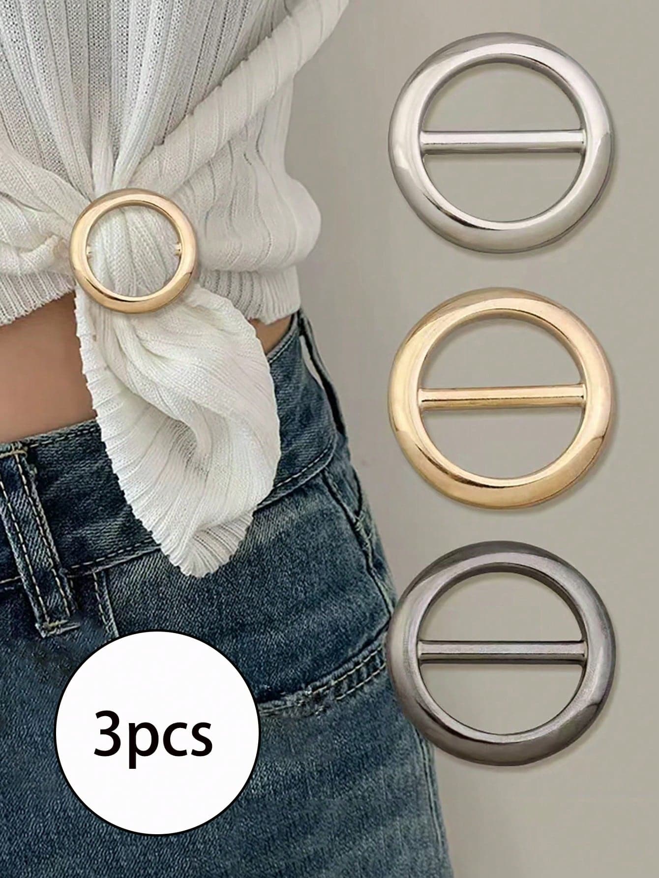 3pcs Multifunctional Metal Scarf & Accessory Clips - Elegant & Fashionable Accessories Suitable For Scarves, T-Shirts, And Belts, Fits Any Occasion