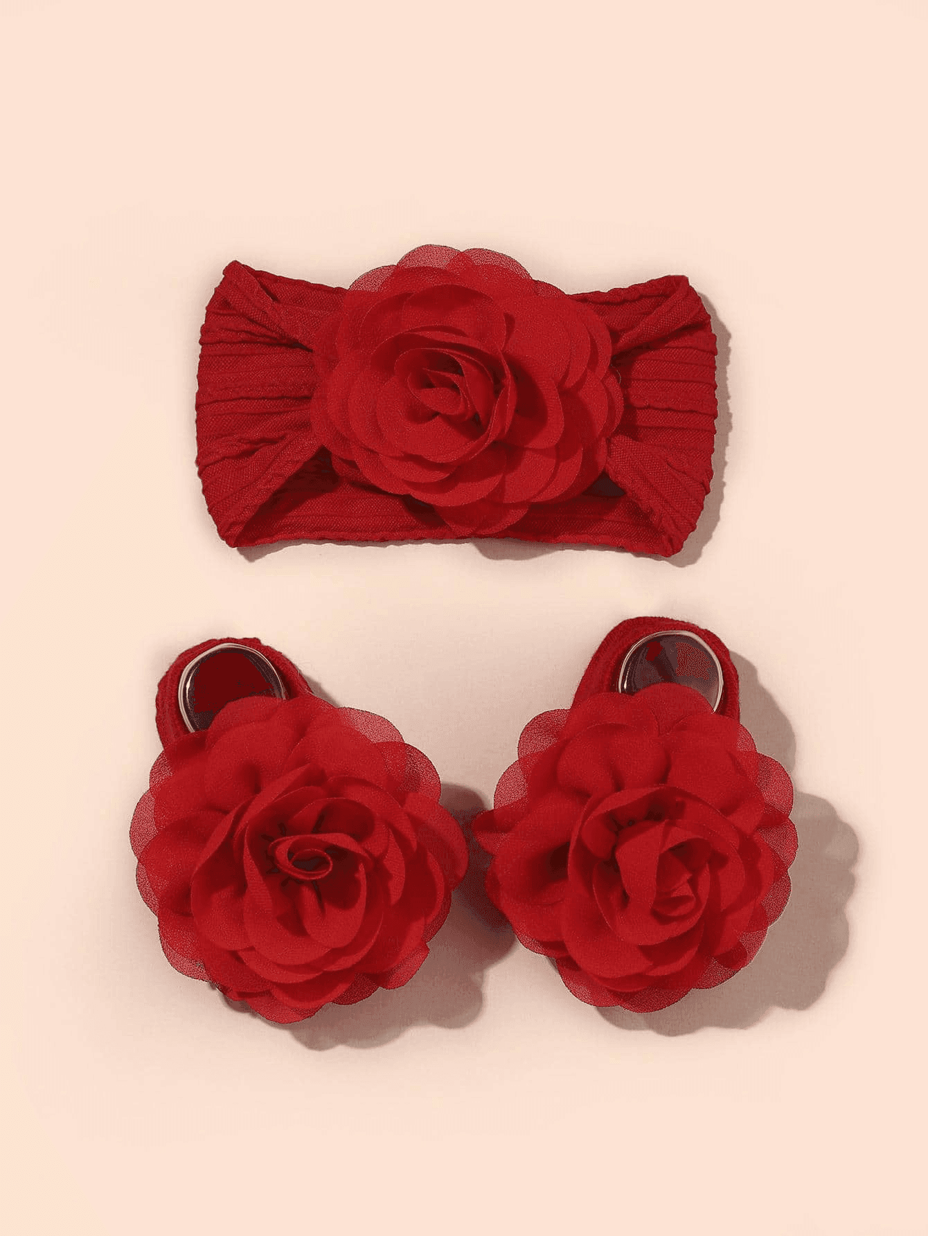 1Set Baby Elastic Hairband & Chiffon Flower Decorated Socks