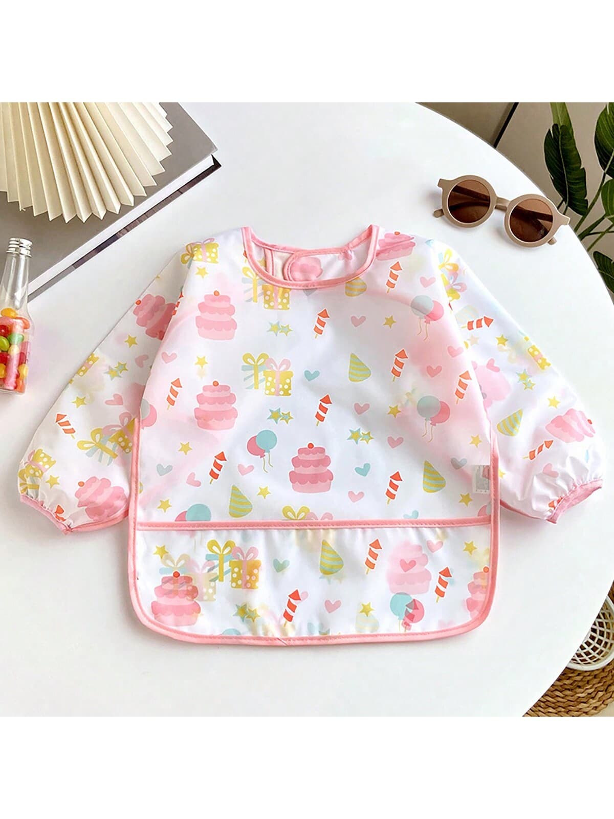 1pc Summer Breathable Thin Baby Bib Apron, Infant Feeding Smock For Boys And Girls, Cartoon Print Bib Apron (Note: Do Not Wash And Iron The Bib. Suitable For Infants And Toddlers 1-3 Years Old, Height 80-100cm)