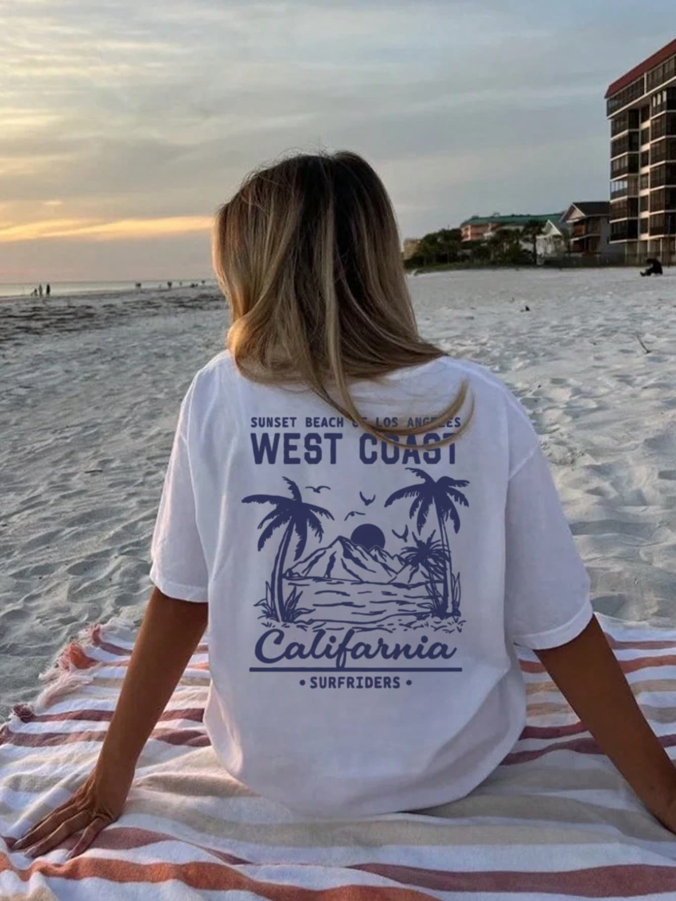 Women's New Summer Casual Round Neck Short Sleeve T-Shirt, Simple Versatile Palm Tree Slogan Print Top, Suitable For Daily Wear. Graphic Tee, White Top, Vacation