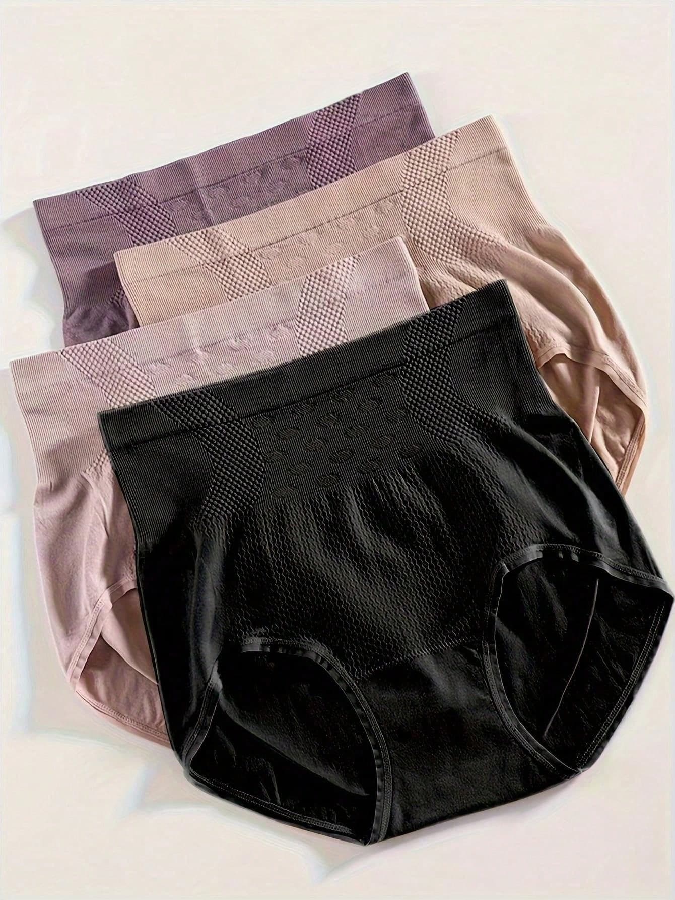 4pcs Women's Solid Color High Waist Butt Control Panties, Butt Lifter, Suitable For Daily Wear And Shapewear Tight Short Panties