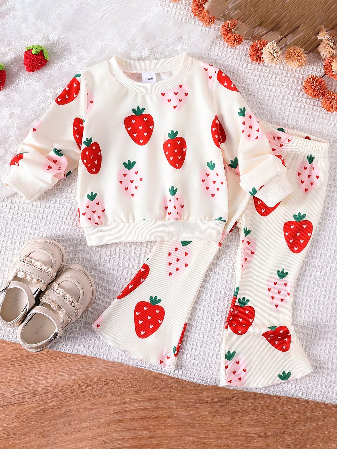 2pcs Baby Girl Cute Sweet Casual Long Sleeve Sweatshirt & Pants Set, Thin Spring/Autumn