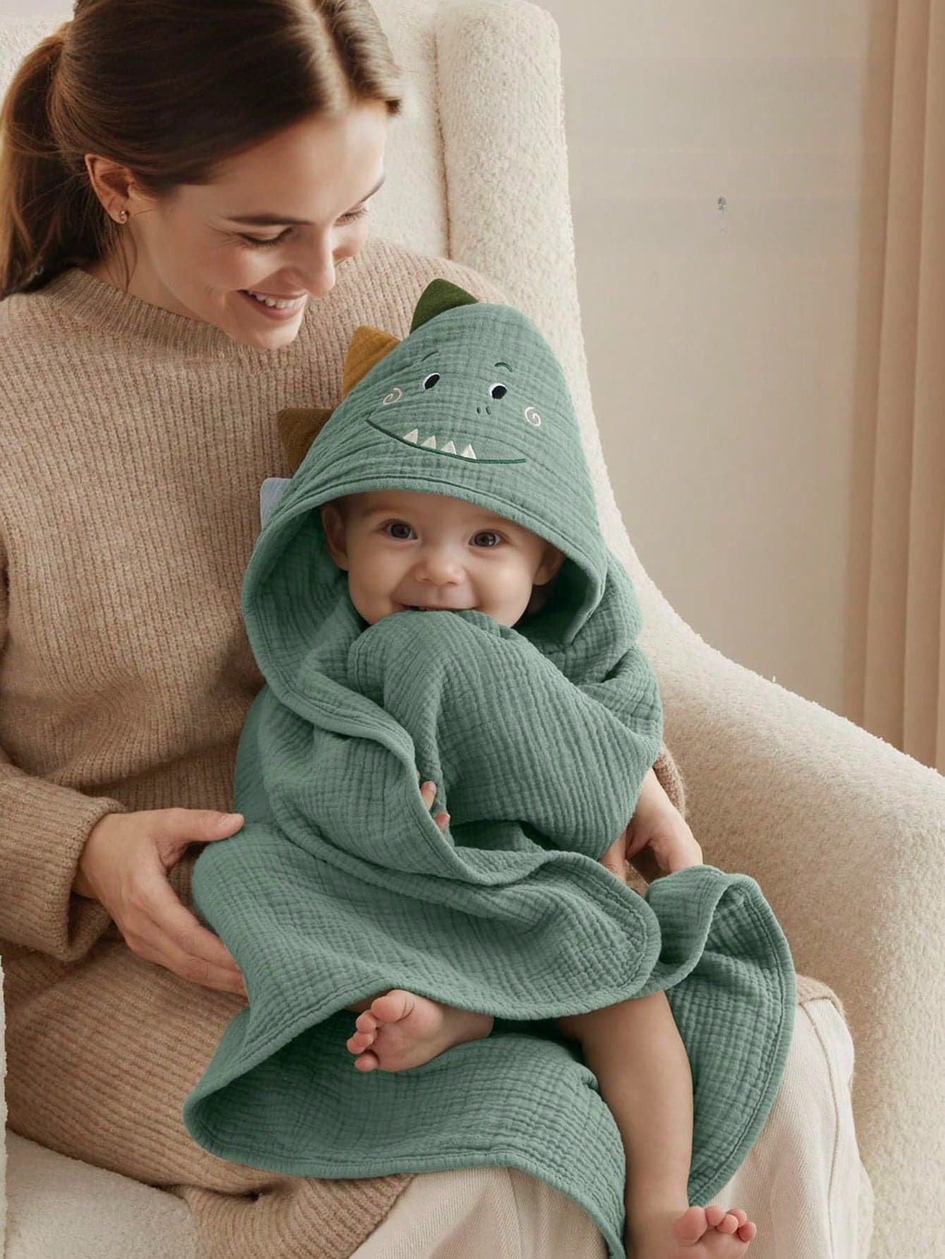 Muslin Baby Hooded Towel, Soft And Absorbent Bath Towel For Newborn, Infant, Toddler, Unisex, 32″X32″
