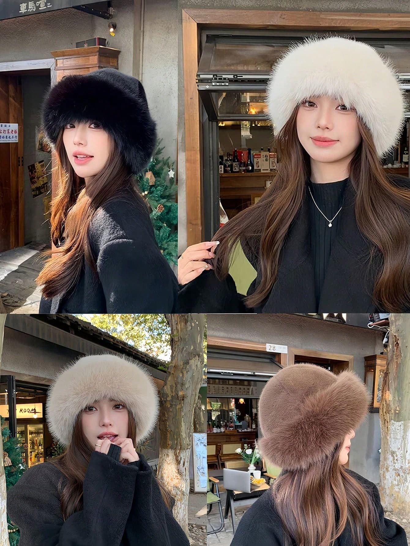 1pc Christmas Gift, Fashionable Women's Winter Style, Thick Warm Faux Fur, Minimalist Fashion, Mongolian Hat Faux Fur Unisex Outdoor Style