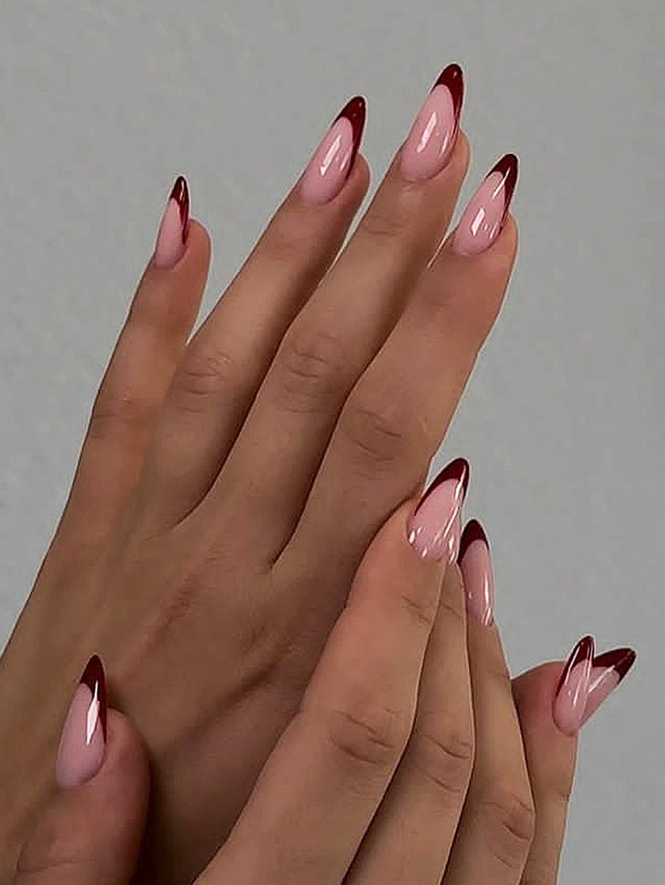 24pcs Pink Almond-Shaped French Press-On Nails, Minimalist Style, High-Gloss Full Coverage, Suitable For Women & Girls, For DIY Manicure, Salon Gift, Valentine's Day Nails, Nails, Nail Art Supplies