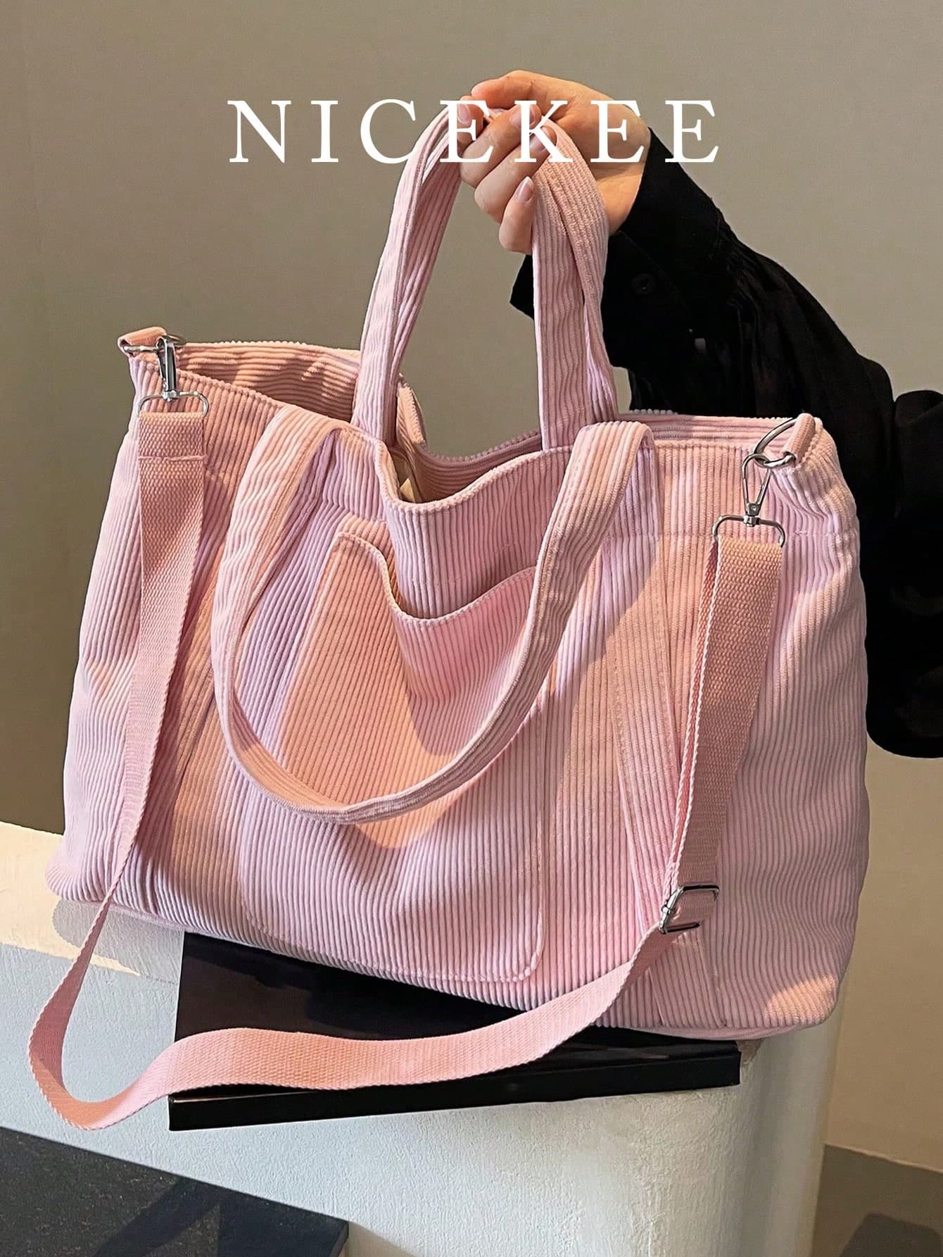 Classic College Style Casual Large Capacity Multi-Pocket Tote Bag With Dual Handles, Specially Warm. Suitable For Campus, Office, Daily Matching,