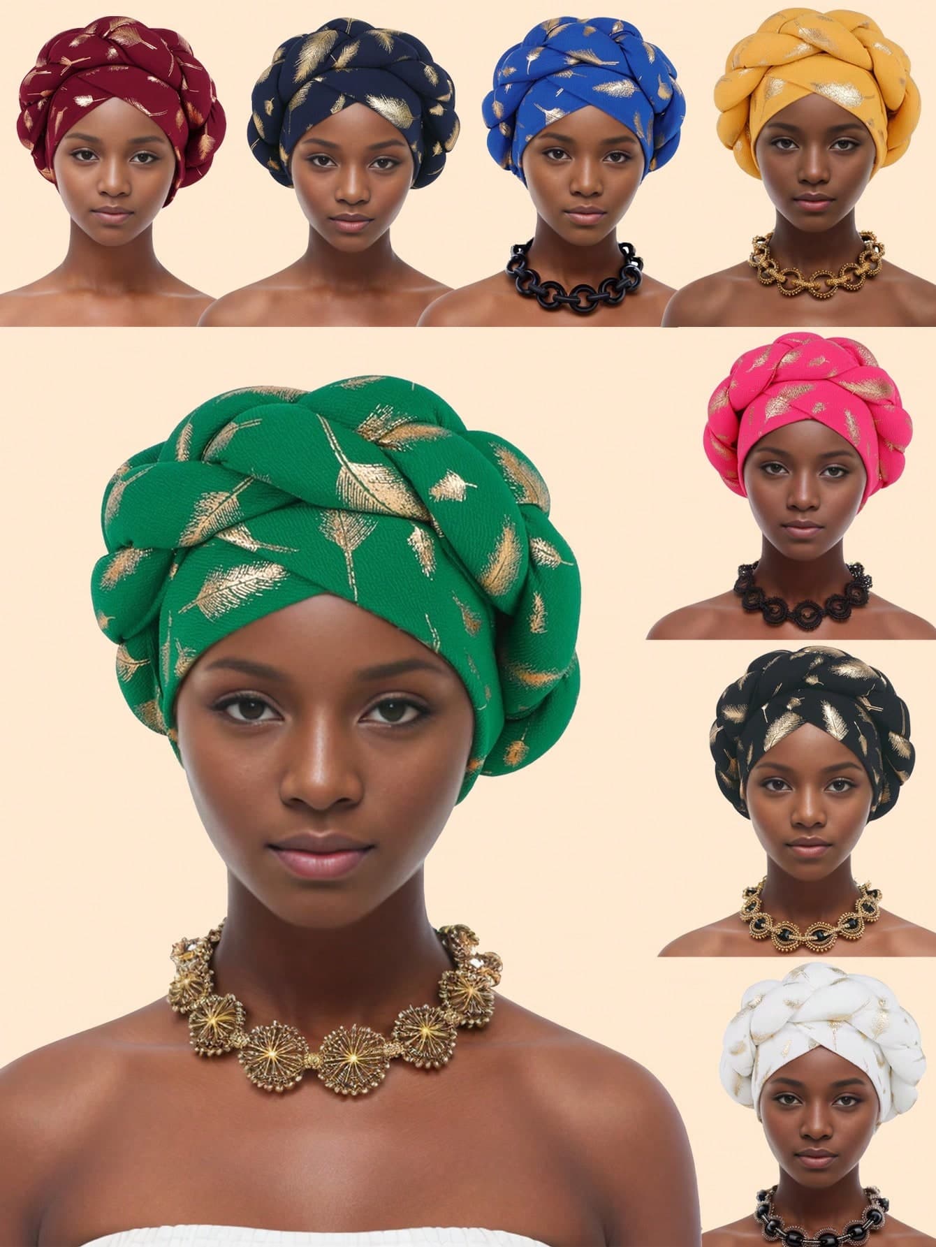1pc Bronze-Color African Head Wrap Braided Cap, Suitable For Nigerian Women, Can Be Used For Weddings, Parties, Headpieces, Automatic Headwraps And Other Occasions