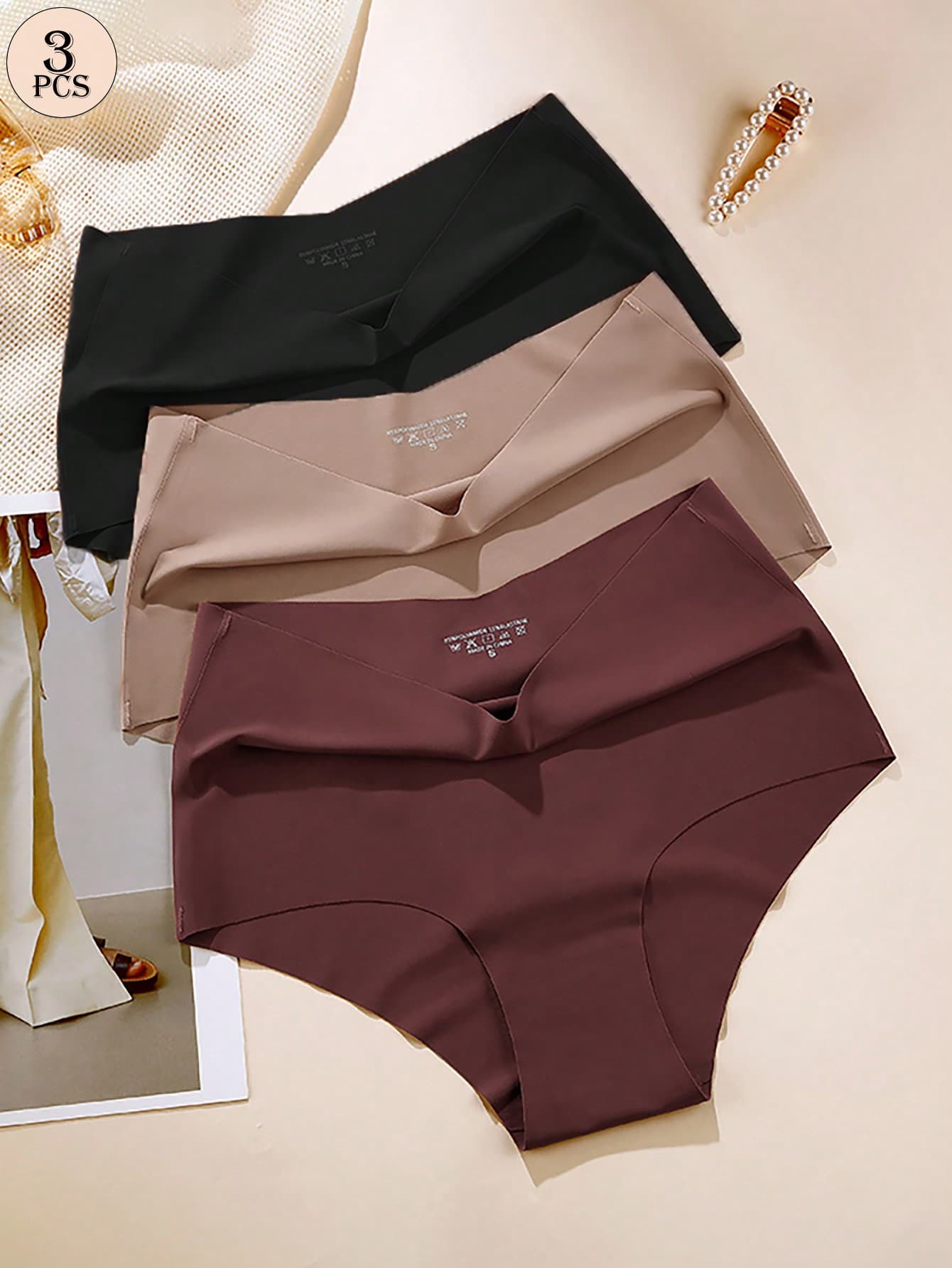 Aofeiqike 3 Packs Plus Size High Waist Ice Silk Thongs, Seamless Comfortable Invisible Triangle Underwear, Multi-Color Dopamine Style