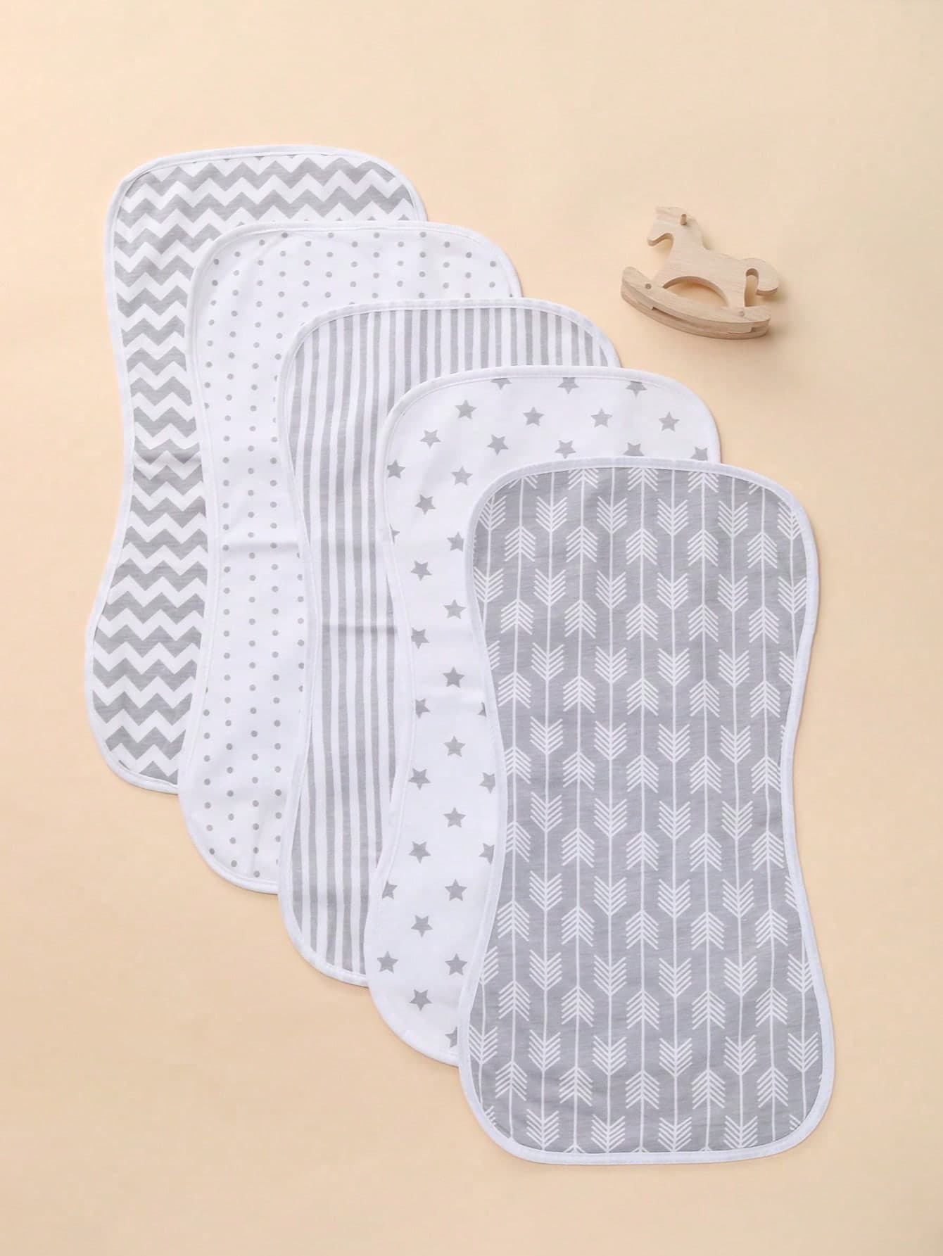 5pcs Baby Burp Cloths, Waterproof Soft Absorbent Anti-Spit Up Bibs Suitable For Infant Boys & Girls