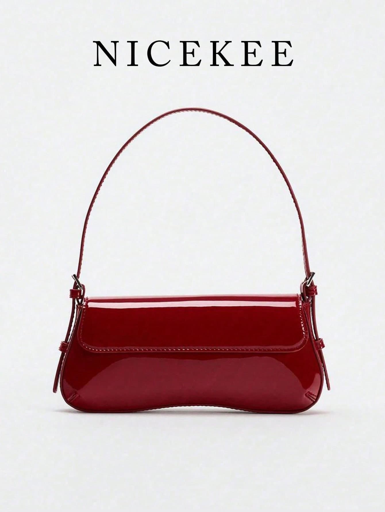 Classic Retro Style Shoulder Bag, Fashionable Minimalist Solid Color Flap Baguette Bag, Elegant And Refined Underarm Bag, Suitable For Work, Commuting, Daily Outings, Shopping, Dates And Travel.