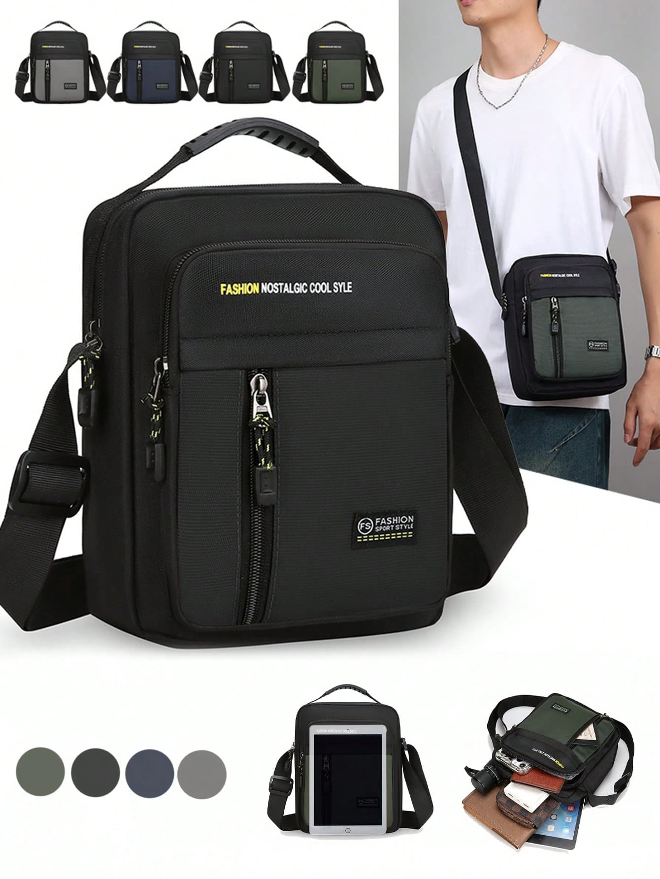 1pc Zipper Closure Men's Handbag, New Fashion Crossbody Bag, Small Square Bag, Can Be Shoulder Bag, Crossbody, Handheld, Adjustable Strap, Practical Zipper, Waterproof & Durable, Ample Capacity, Suitable For Daily Use, Valentine's Day Gift, Summer Bag, Spring Break Vacation Bag, Shoulder Bag, Crossbody Bag, Backpack, Messenger Bag, Men's Small Bag, Men's Shoulder Bag, Canvas Tote Bag, Camera Bag, Side Bag, Waterproof Backpack, Holiday