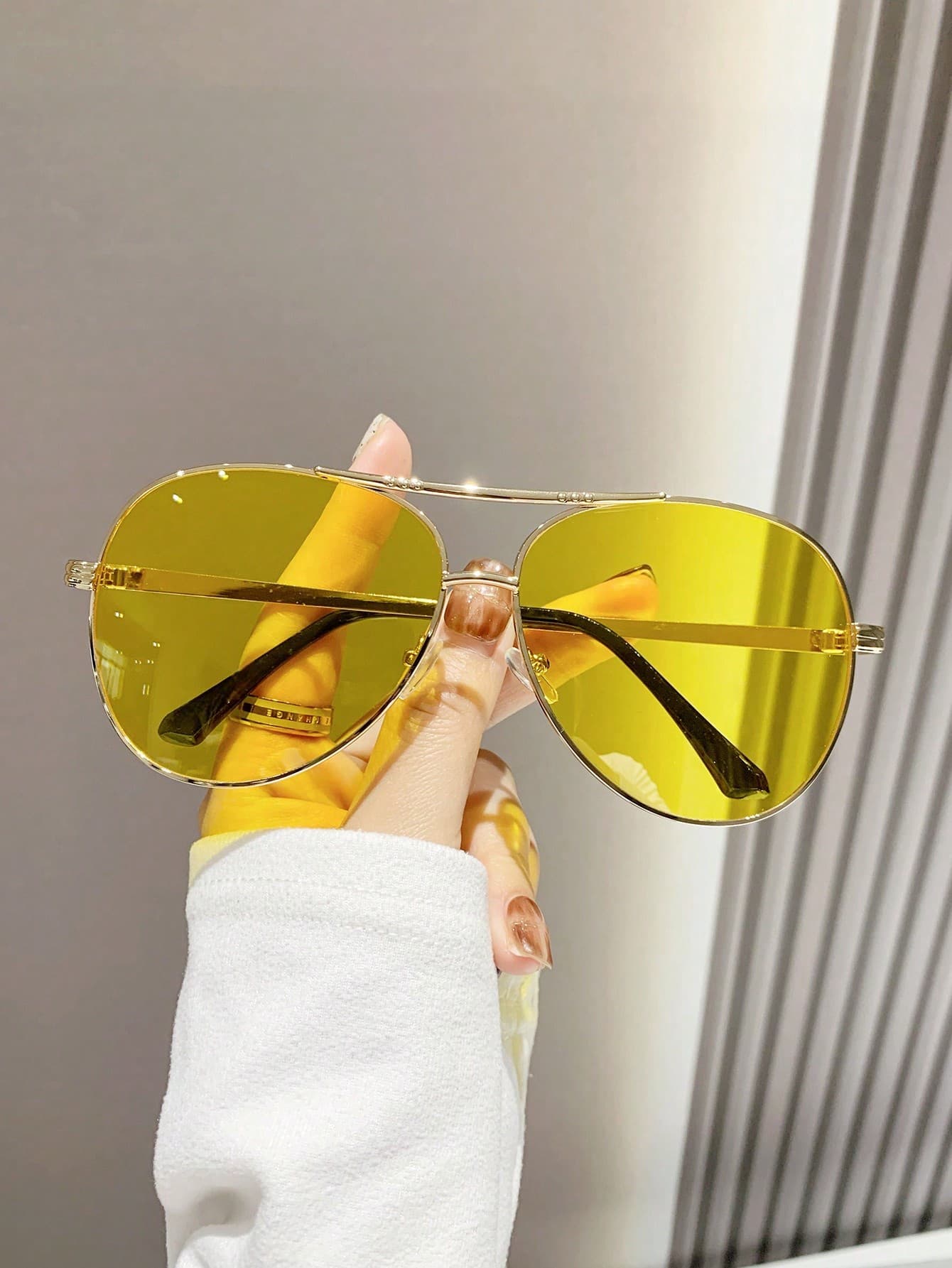 1 Pair Women's Metal Oval Frame Retro Double Bridge Aviator Fashion Glasses, Suitable For Beach Vacation, Women, Summer Beach Vacation, Outdoor, Travel