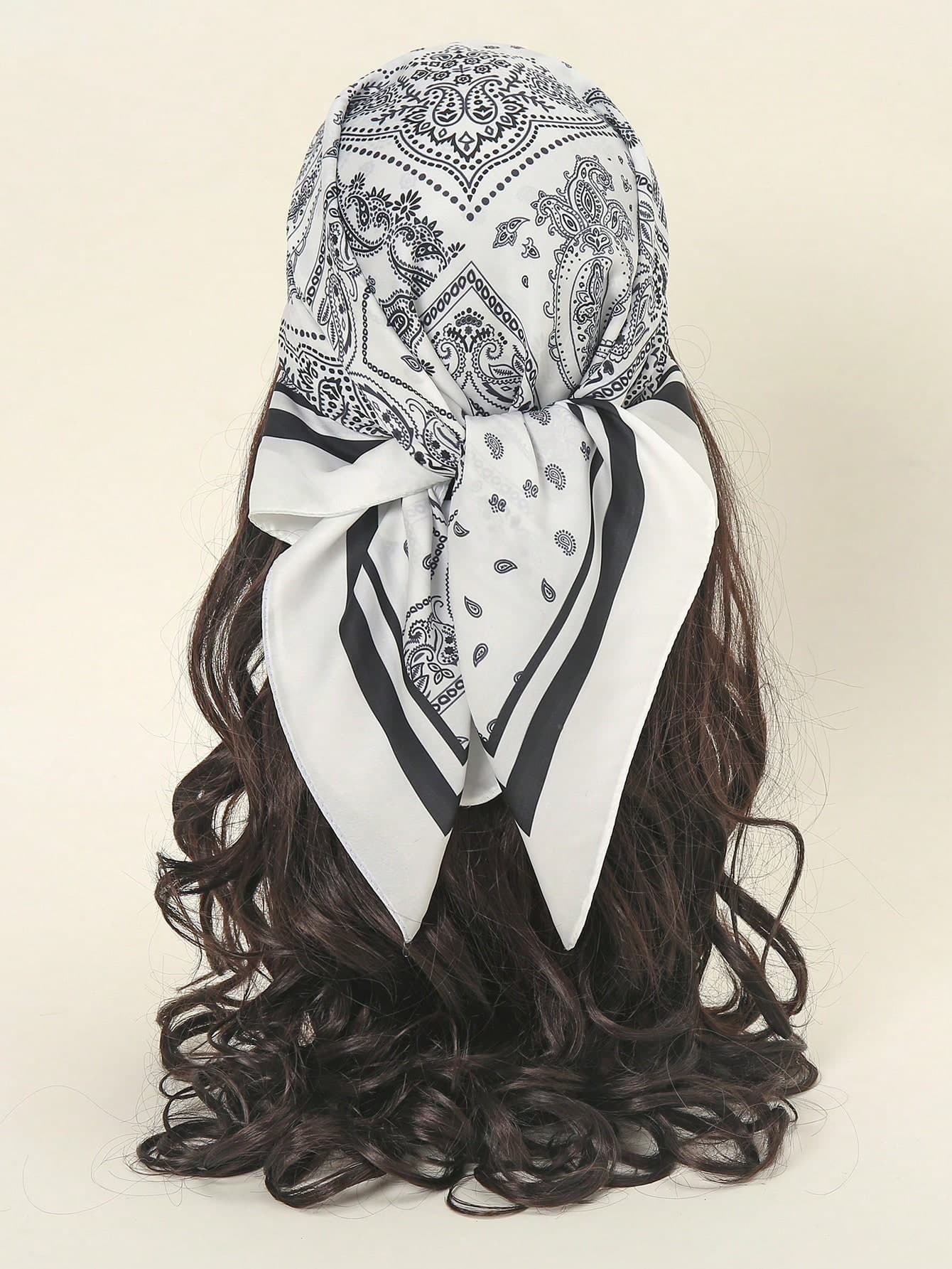 1pc Simple Print 70x70cm Square Scarf, New Spring Bandana For Women, Versatile Waist Tie, Package Decor, Headband, Stylish Neckerchief For Dress, Beach, Holiday, Travel Essential