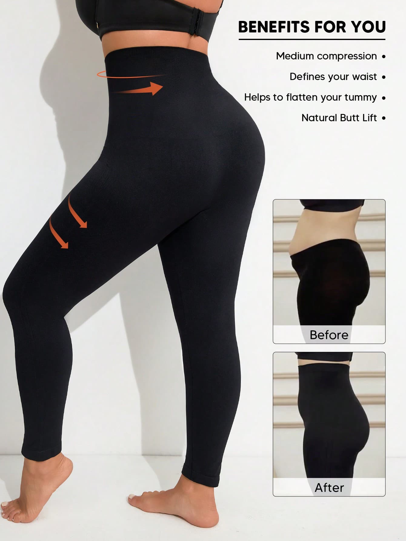 Plus Size High Waist Soft Lifting & Shaping Leggings Black