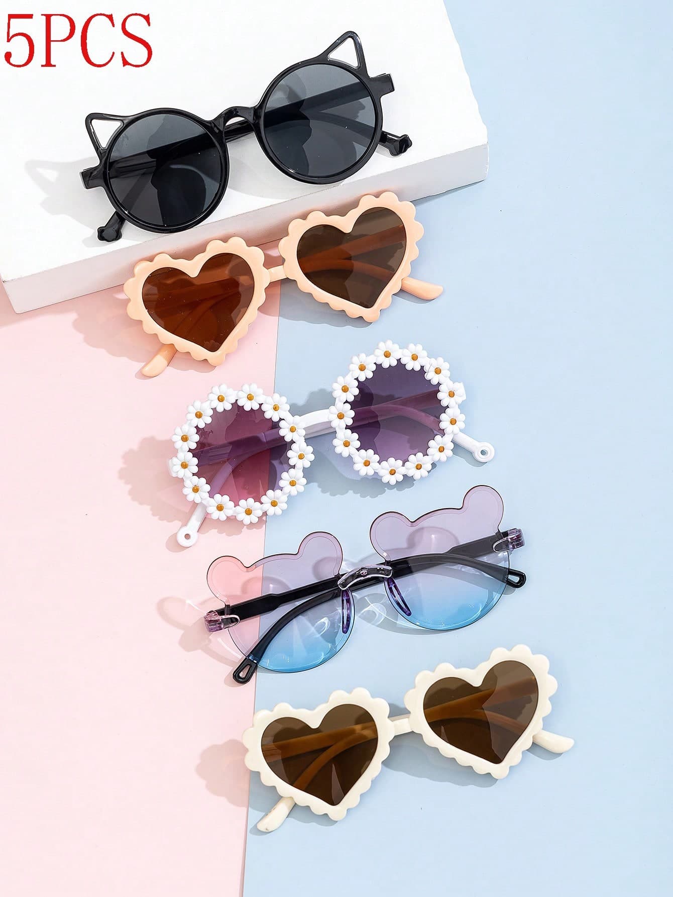 5pcs/1pc Kids' Little Bear Shaped Fashion Glasses For Summer, Perfect For Daily Wear.