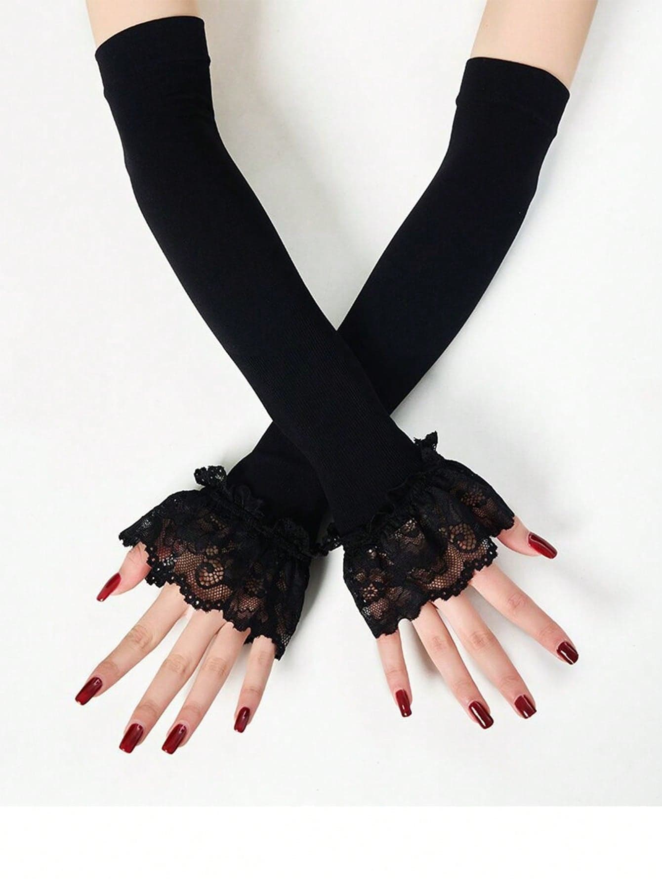 1 Pair Lace Chiffon Lace Arm Sleeve Covers, Outdoor Sunscreen, Fashion Breathable Arm Covers For Women In Summer