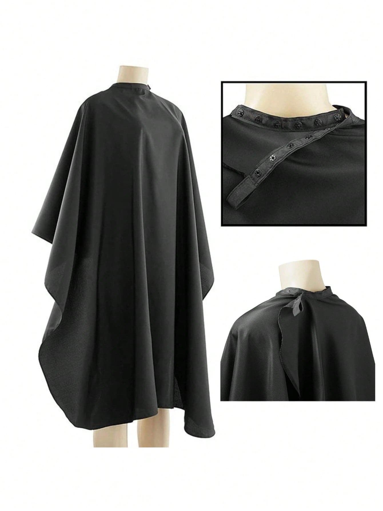 1/2/3Pcs Professional Barber Cape, Large Water Resistant Hair Cutting Gown With Snap Closure, Unisex Adult Salon Hair Styling Cape, Black