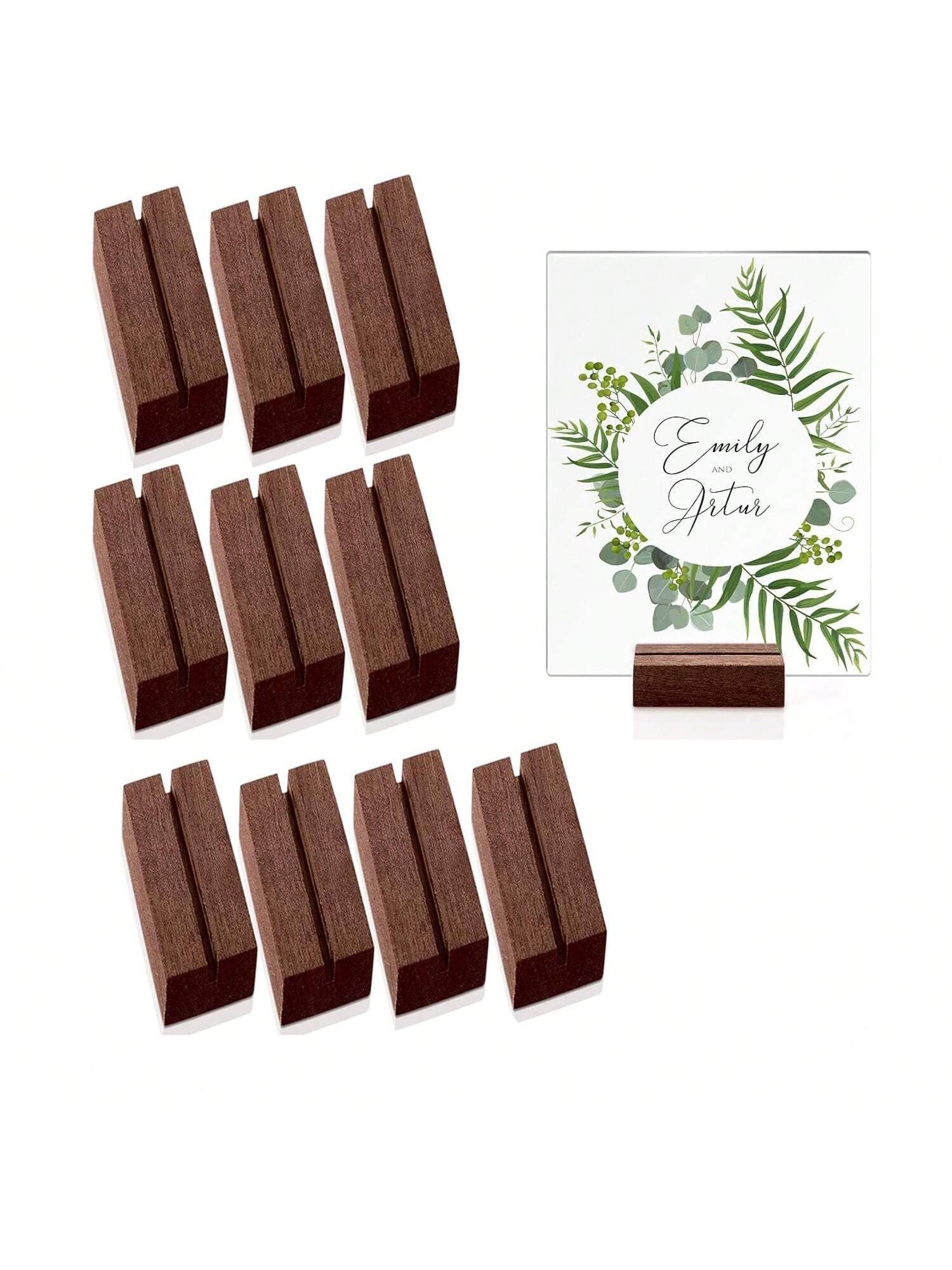 5pcs Wood Table Number Stands Wood Place Card Holders Picture Holder Acrylic Sign Holdersr For Ceremony Birthday Party Home Decoration