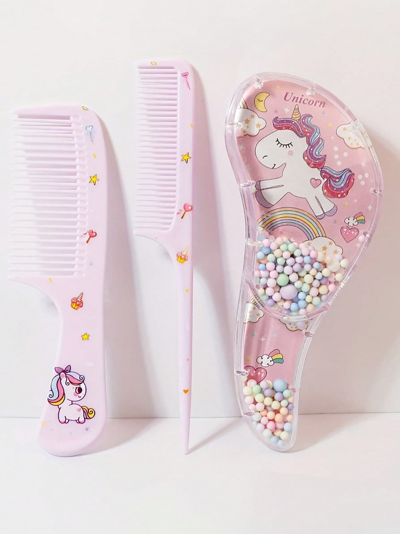 3pcs Cartoon Hair Brush Set - Wet & Dry Use, Detangling Styling Brush Suitable For All Hair Types, ABS Plastic Handle, Perfect Gift