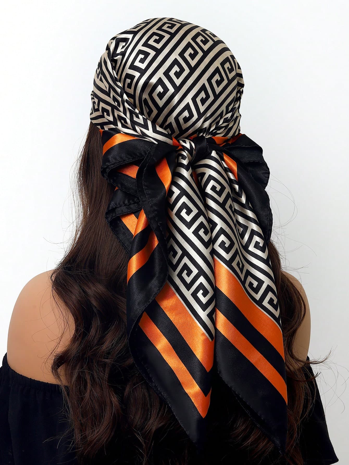 1 Pc 35.4inch Square Scarf With Fashionable Print, 90cm Silk-Like Luxury Shawl & Classic Head Wrap For Women, Seasonal Scarves For Dress