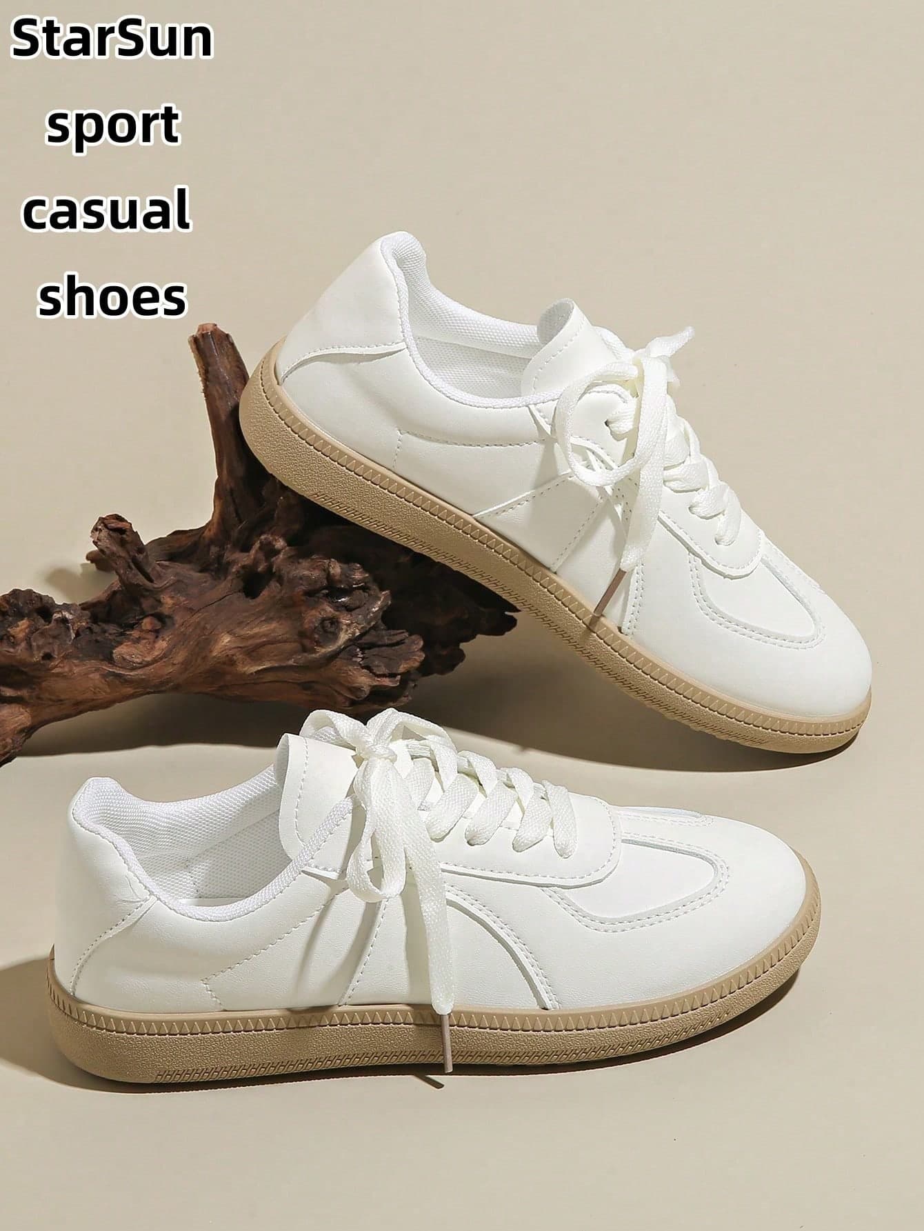 Women's Spring/Autumn New Casual Round Toe Low-Top Sneakers, Easy To Clean, Comfortable Flat Versatile White Shoes, Color Block Sports Casual Shoes, Retro Vulcanized Shoes, Suitable For All Seasons